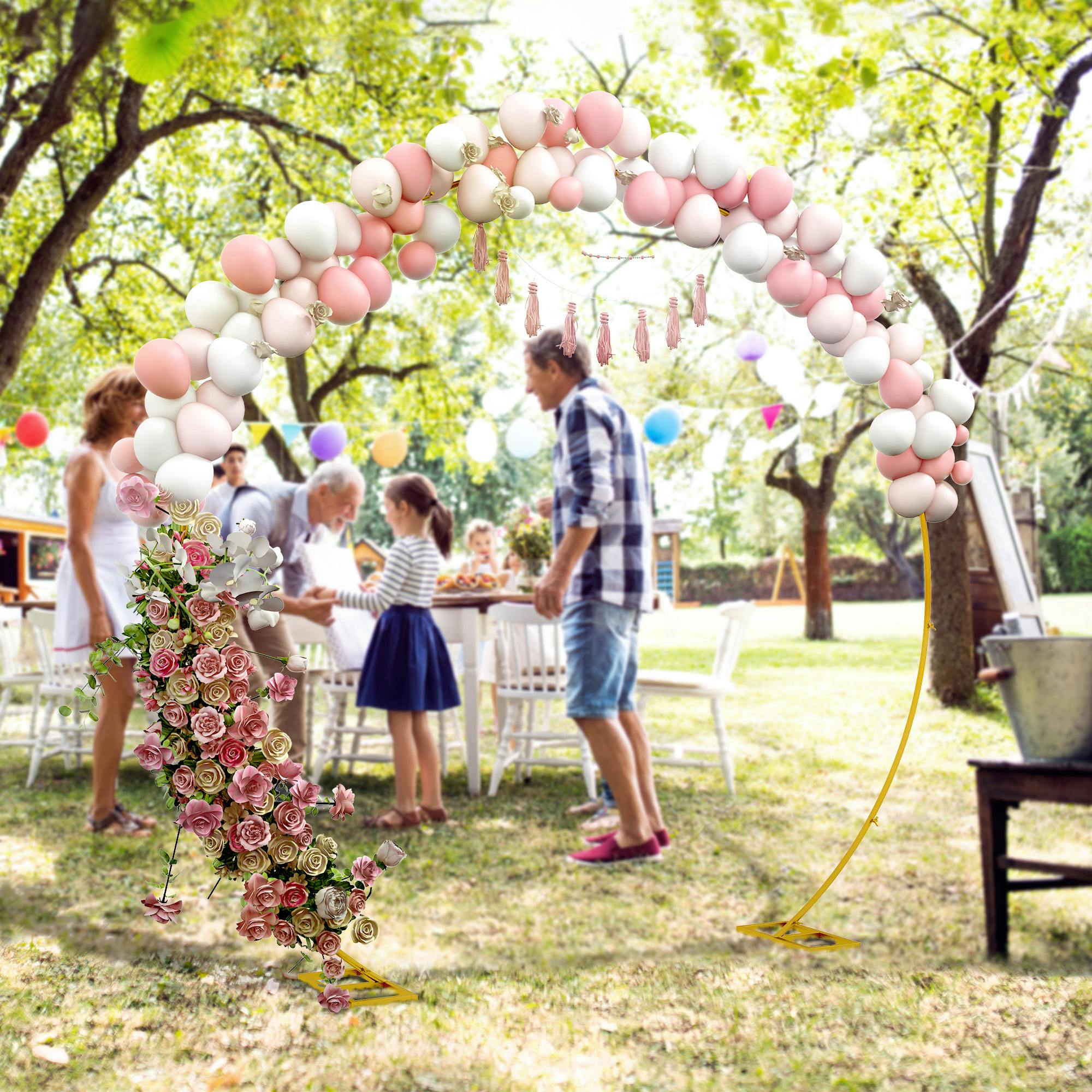 Rackhams Gold 280Cm Tone Wedding Arch Round Backdrop Stand For Birthday Party