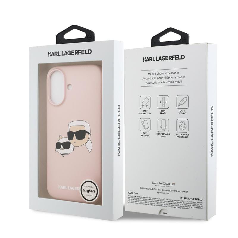 Karl Lagerfeld Pink Liquid Silicone Double Head Case With Magsafe For Iphone 17 6.3" - Klhmp17sskchpplp