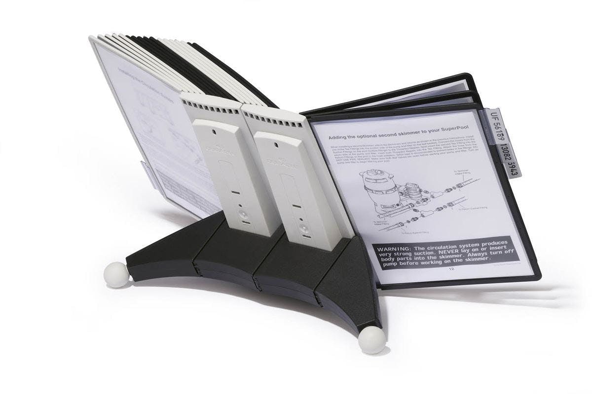 Rackhams Black/Grey Sherpa Table 20 Desk Display Panel Stand | 20 Panels | A4 &