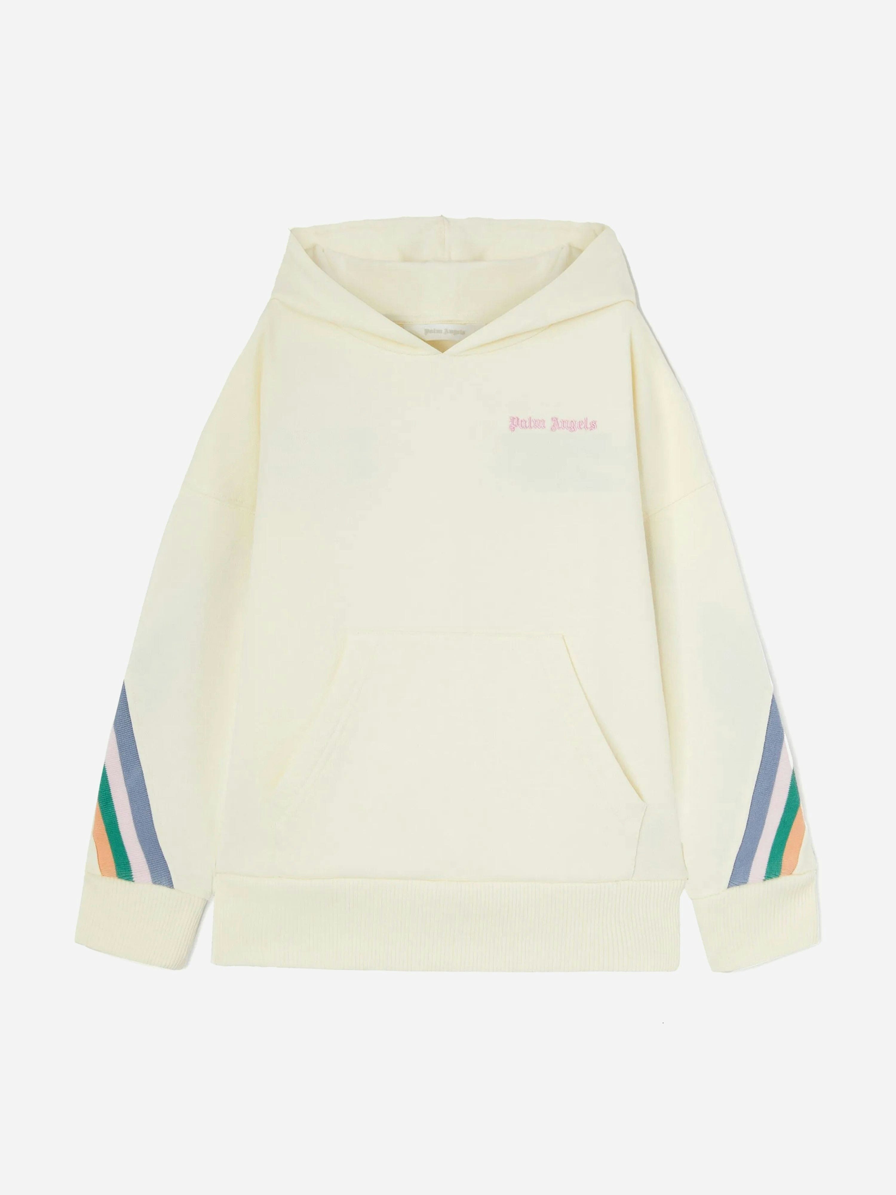 Palm Angels Girls Ivory Colourful Track Hoodie In - 4 Yrs