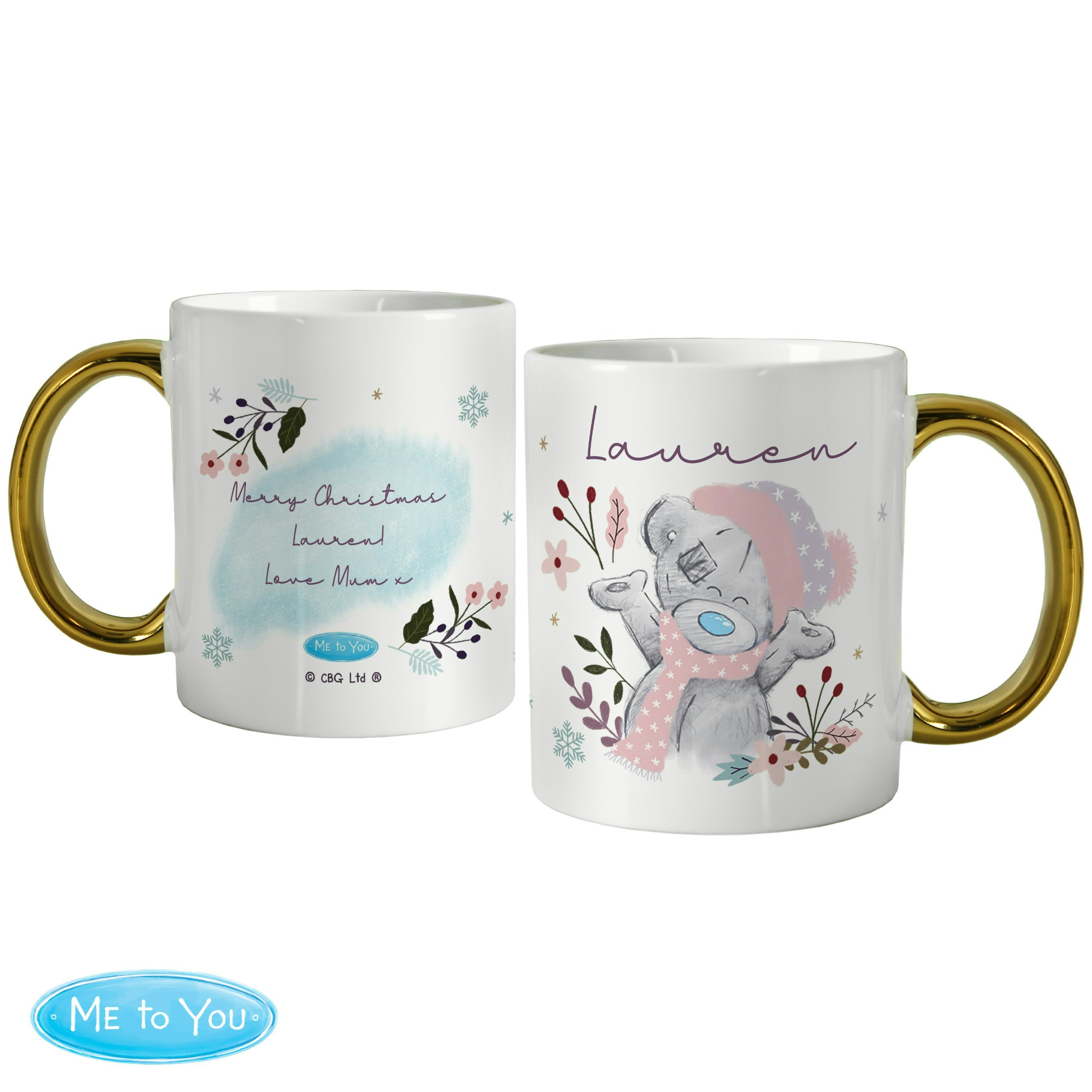 Personalised Memento Company Gold Personalised Me To You Cosy Winter Handled Mug