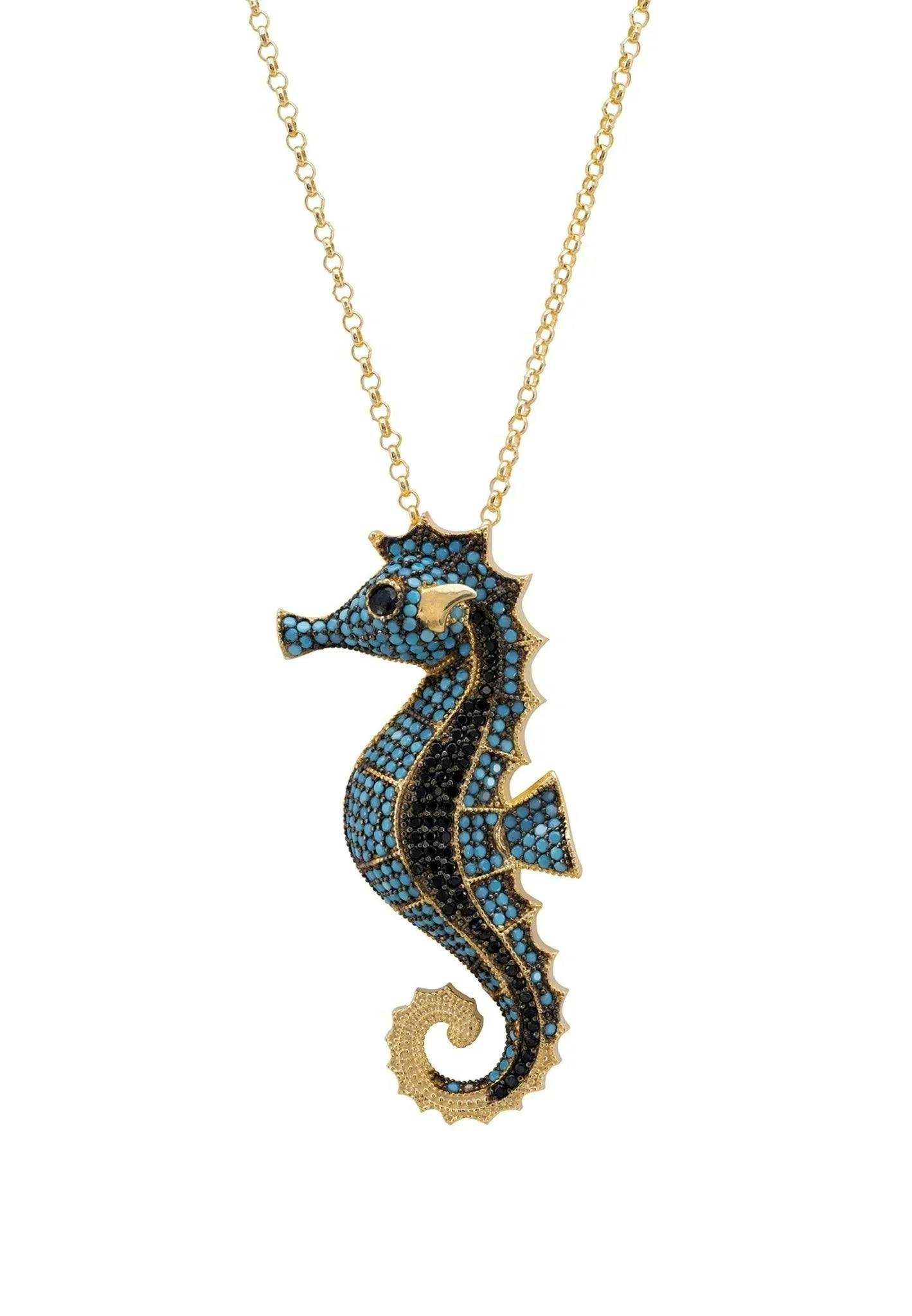 Latelita Gold/Turquoise Seahorse Pendant Necklace