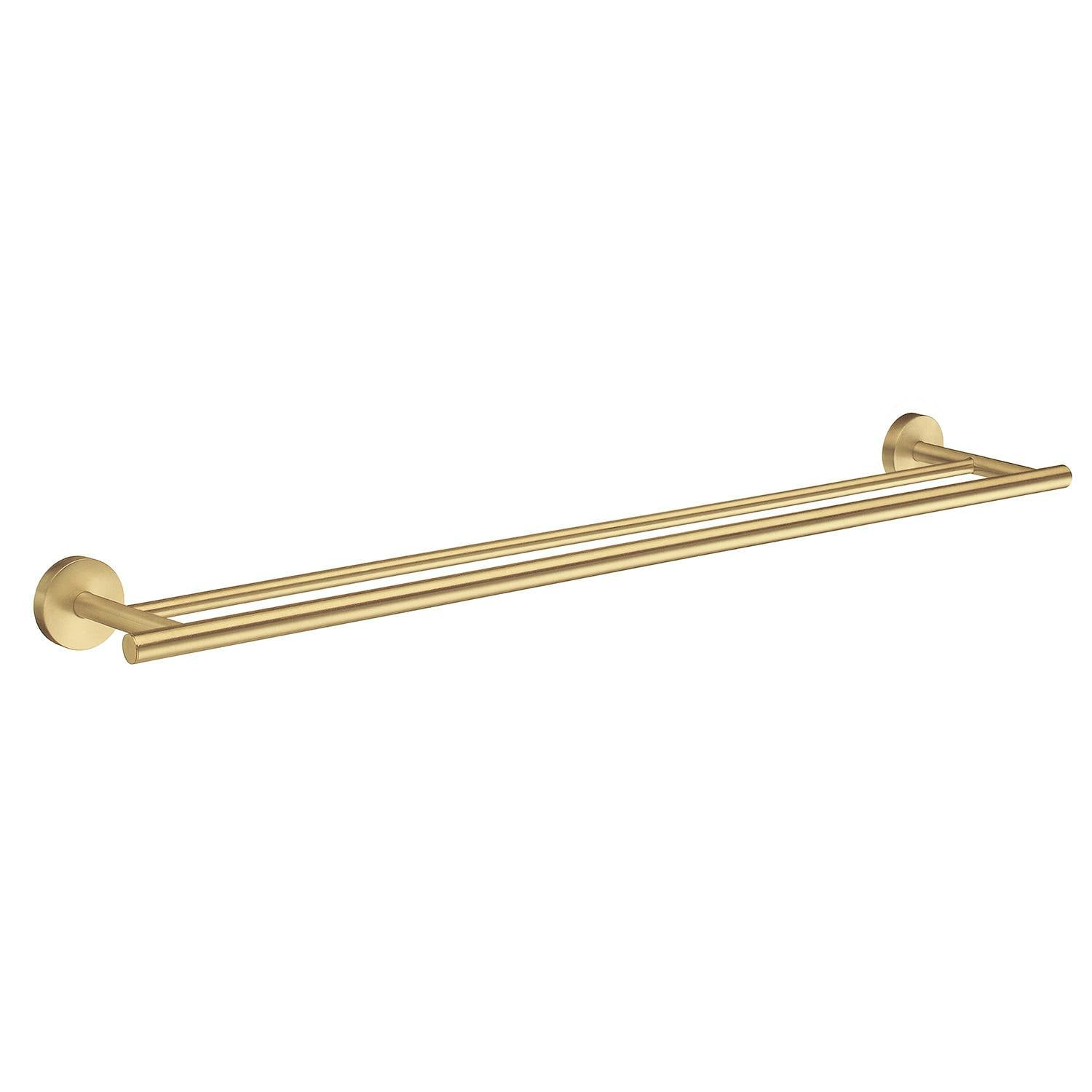 Rackhams Brushed Brass Double Towel Rail 64.8Cm/25.5" Wall Mounted With Concealed Screws Bathroom Towel Holder