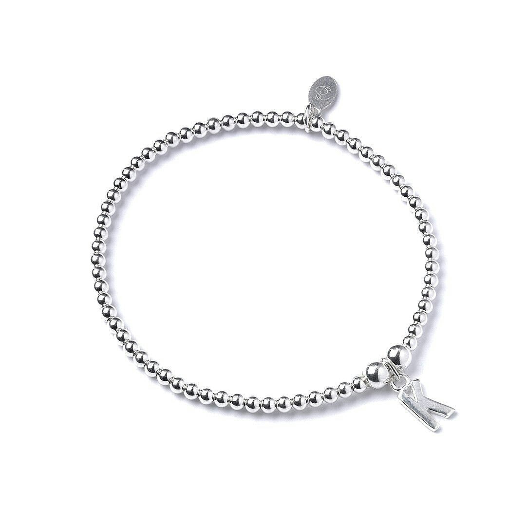 Mylee London Silver Letter Initial Sterling Ball Bead Bracelet - No - K
