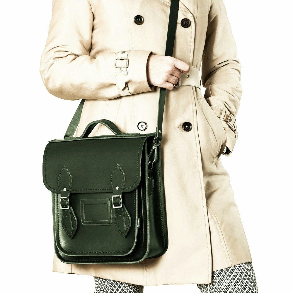 Zatchels Green Handmade Leather City Backpack - Ivy - Small