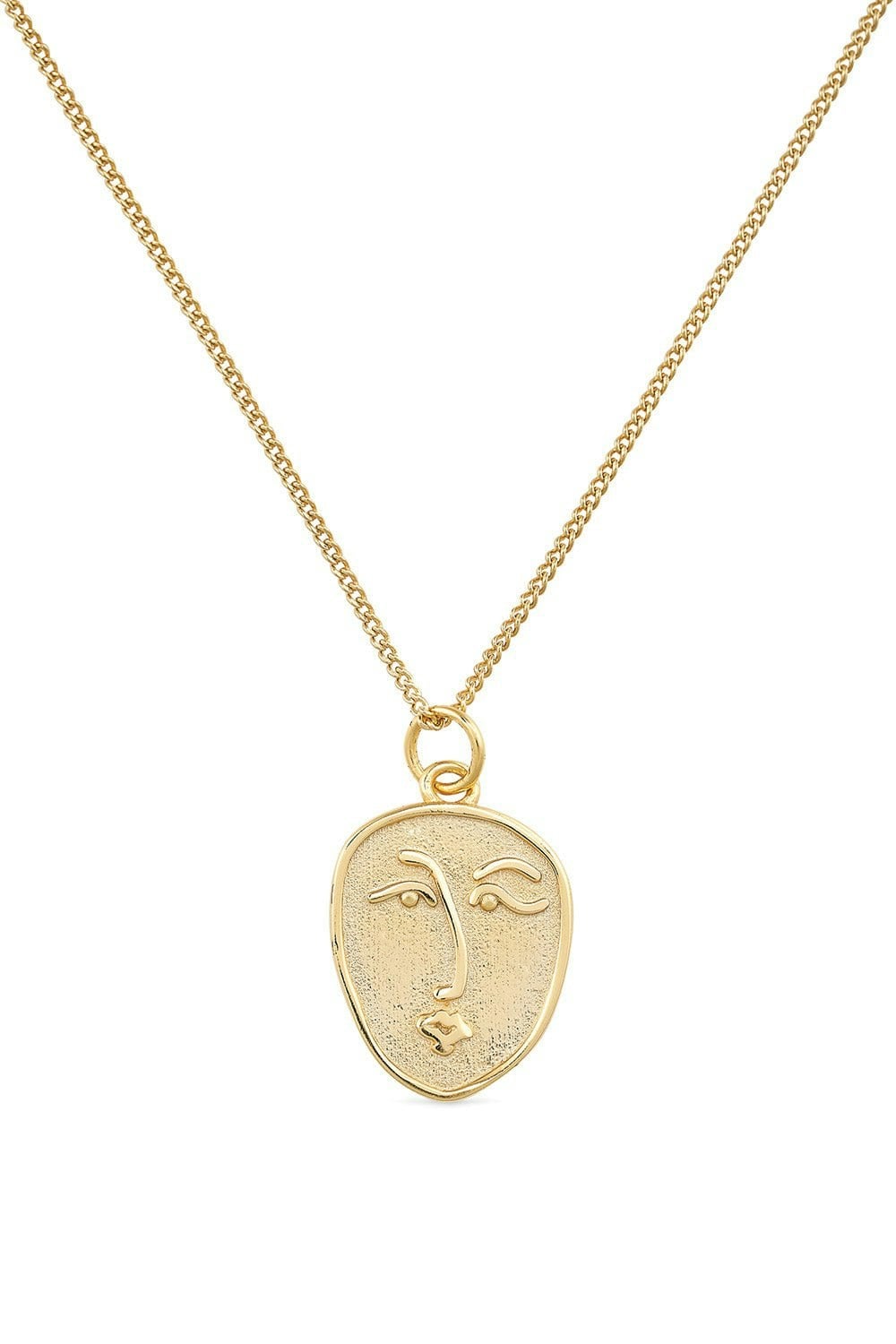 Elk & Bloom Gold Dainty 18K Face Minimalist Necklace - Pendant Only - No Thank You