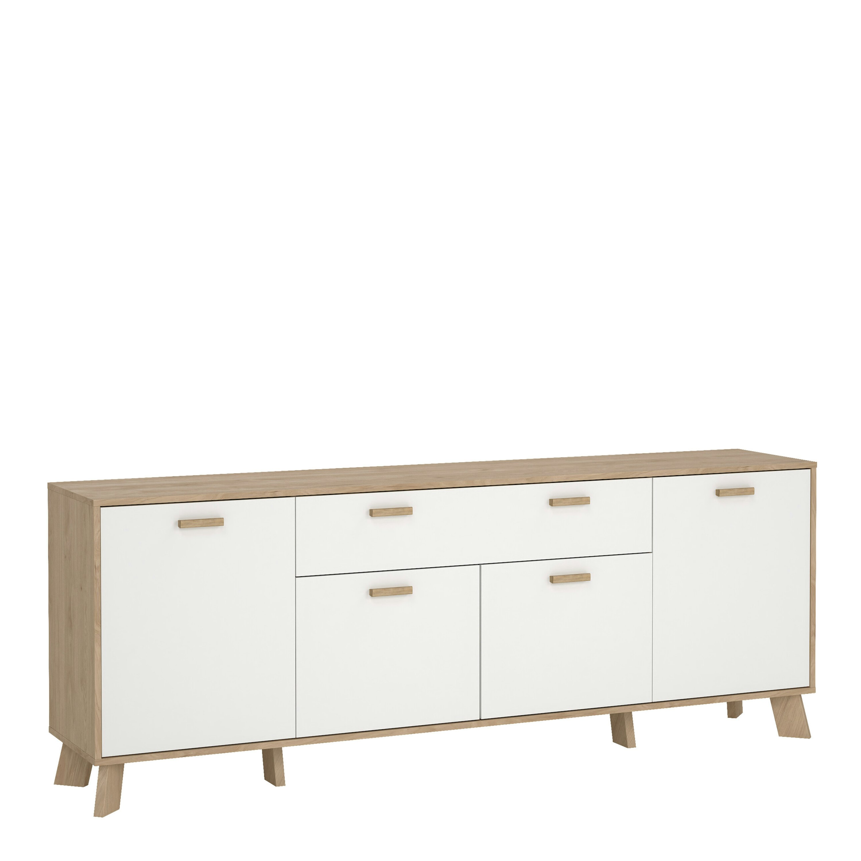 Furniture To Go White Ikast Sideboard 4 Doors + 1 Drawer In Jackson Hickory And - 195.7 - 1