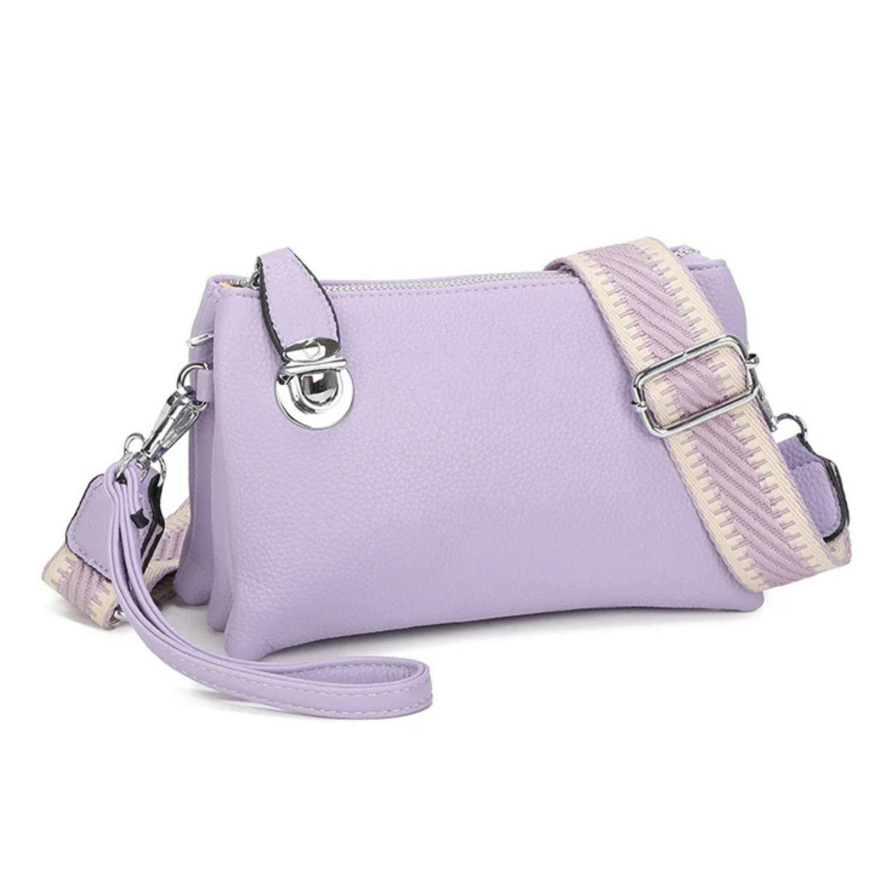 Love Emvy Lilac Embolden Collection Faux Leather Crossbody Bag With Wrist Strap