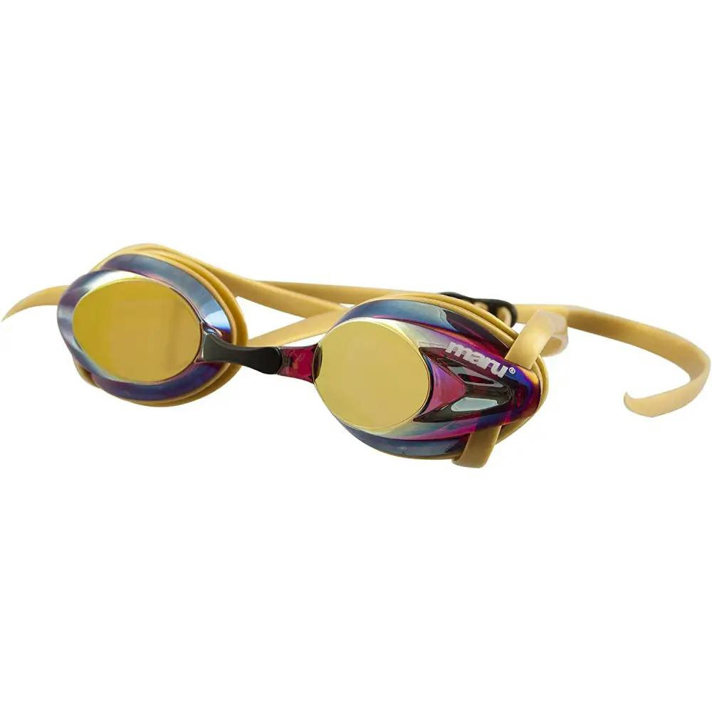 Maru Gold/Pink/Blue Pulse Mirror Anti-Fog Swimming Goggles