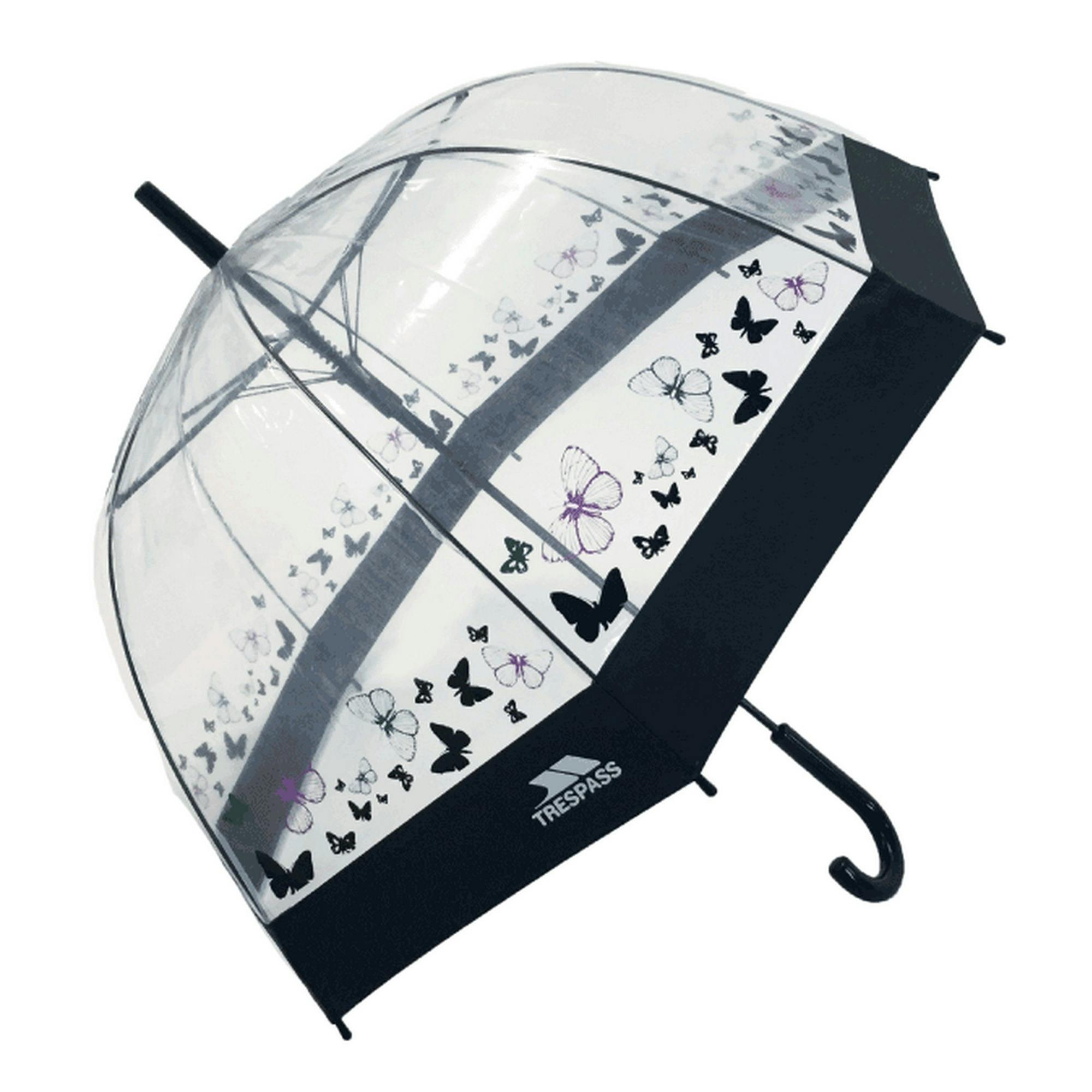 Trespass Papillon Clear Umbrella - Butterfly Print - One Size - Butterfly Print - 80% Plastic/20% Metal
