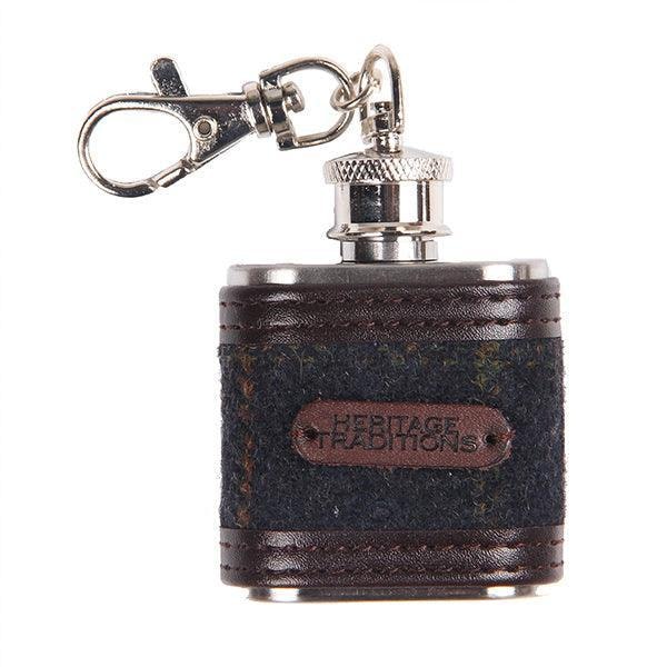 Rackhams Blue Tweed 1Oz Hip Flask - Box Check