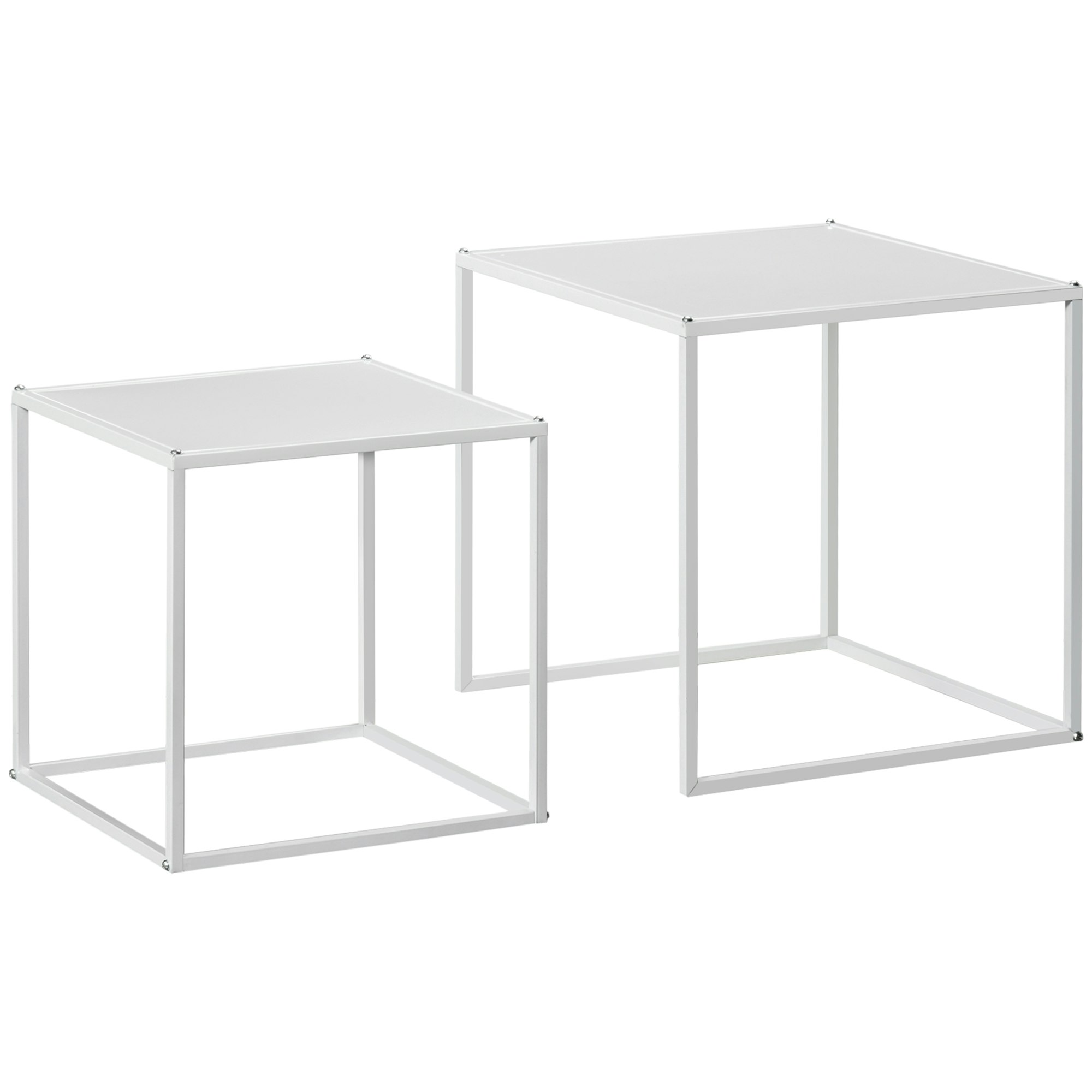 Rackhams White Nesting Coffee Table Set Of, Nest Of Tables With Steel Frame, Size 2