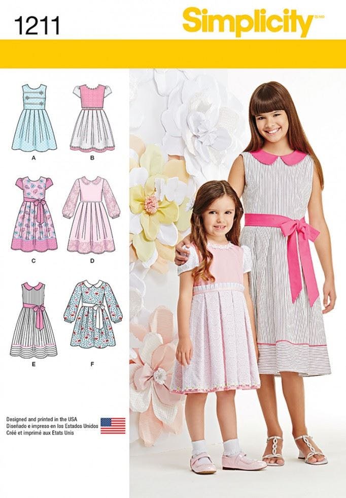 Simplicity Sewing Pattern 1211, Dresses For Kids, Hh (3-4-5-6) - Intermediate - K5 (7-8-10-12-14)