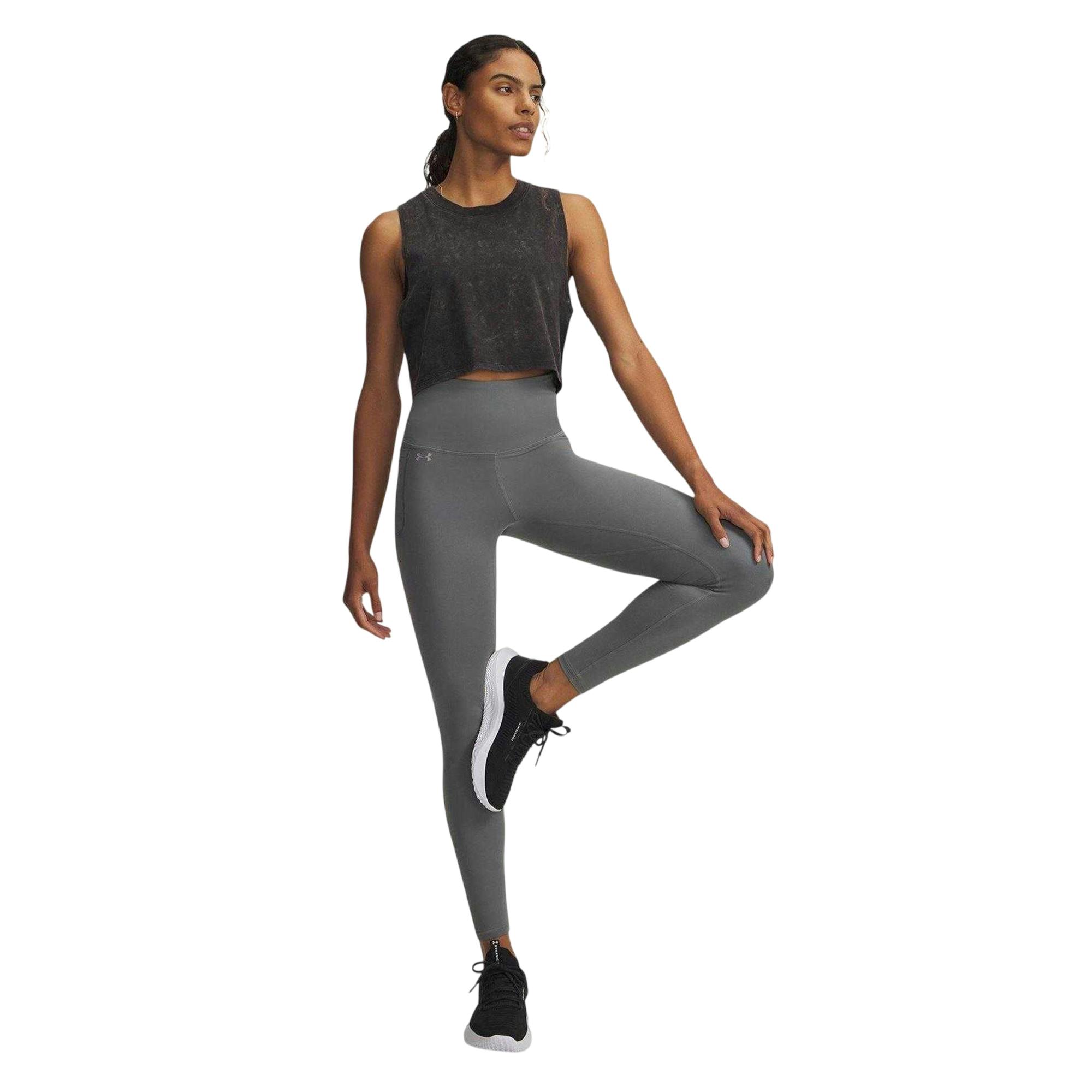 Under Armour Women's Green / Motion Performance Tight Gym Leggings - /Titanium - 10 Uk R - /Titanium - 82% Polyester/18% Elastane