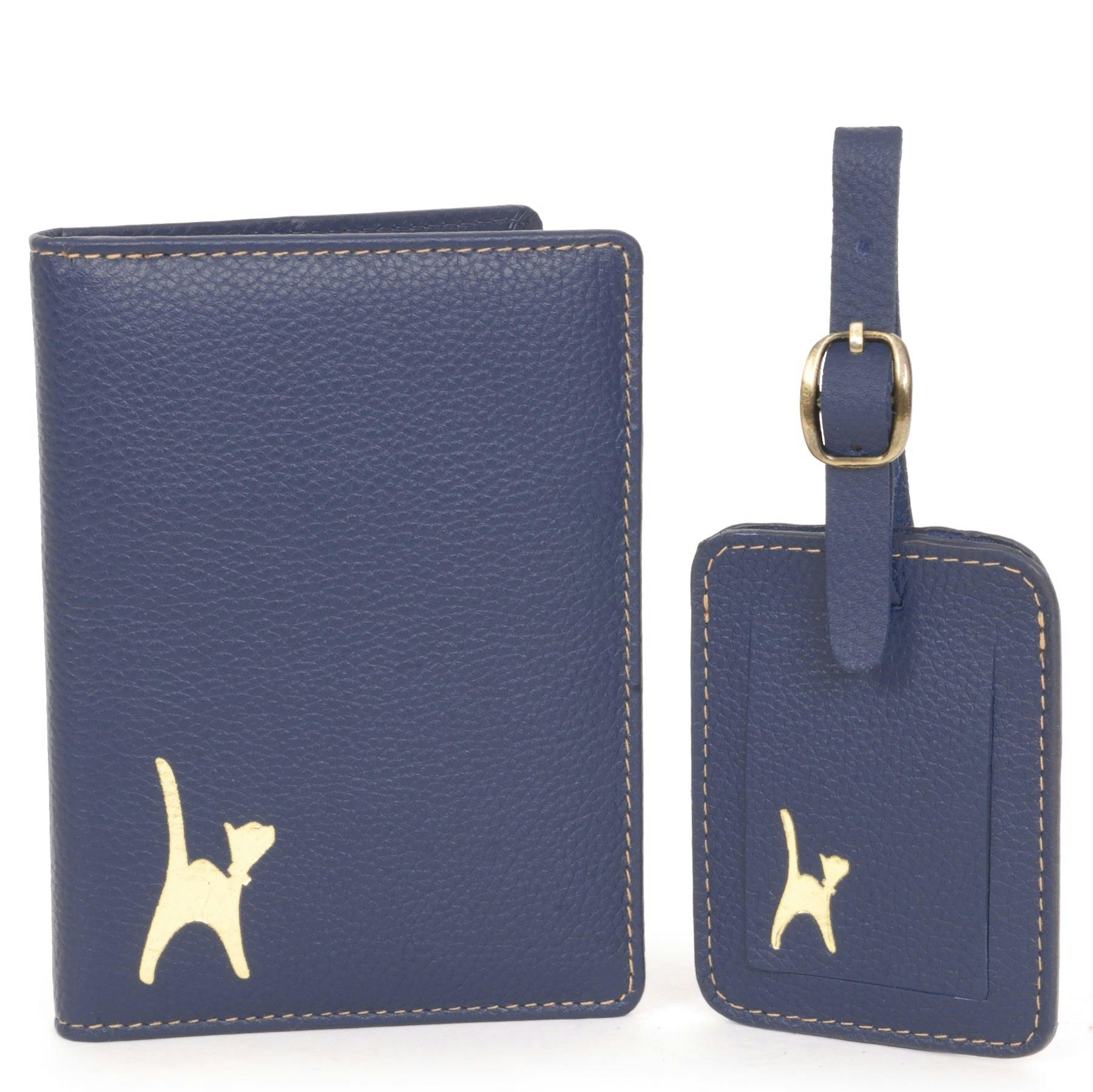 Catwalk Collection Handbags Blue Gift Set - Luggage Tag & Passport Cover