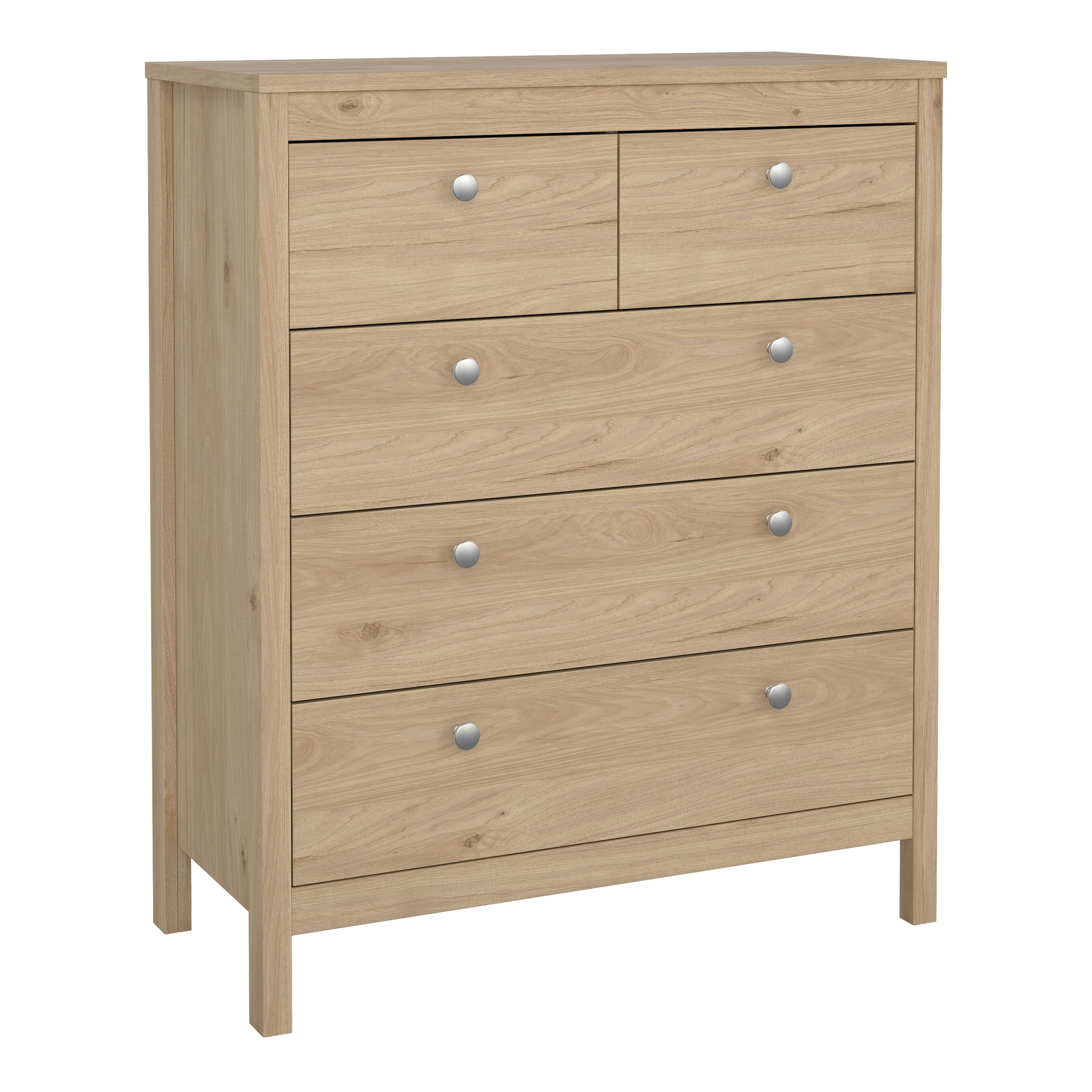 Rackhams Madrid Chest 3+2 Drawers In Jackson Hickory Oak - Oak - Matt - Melamine