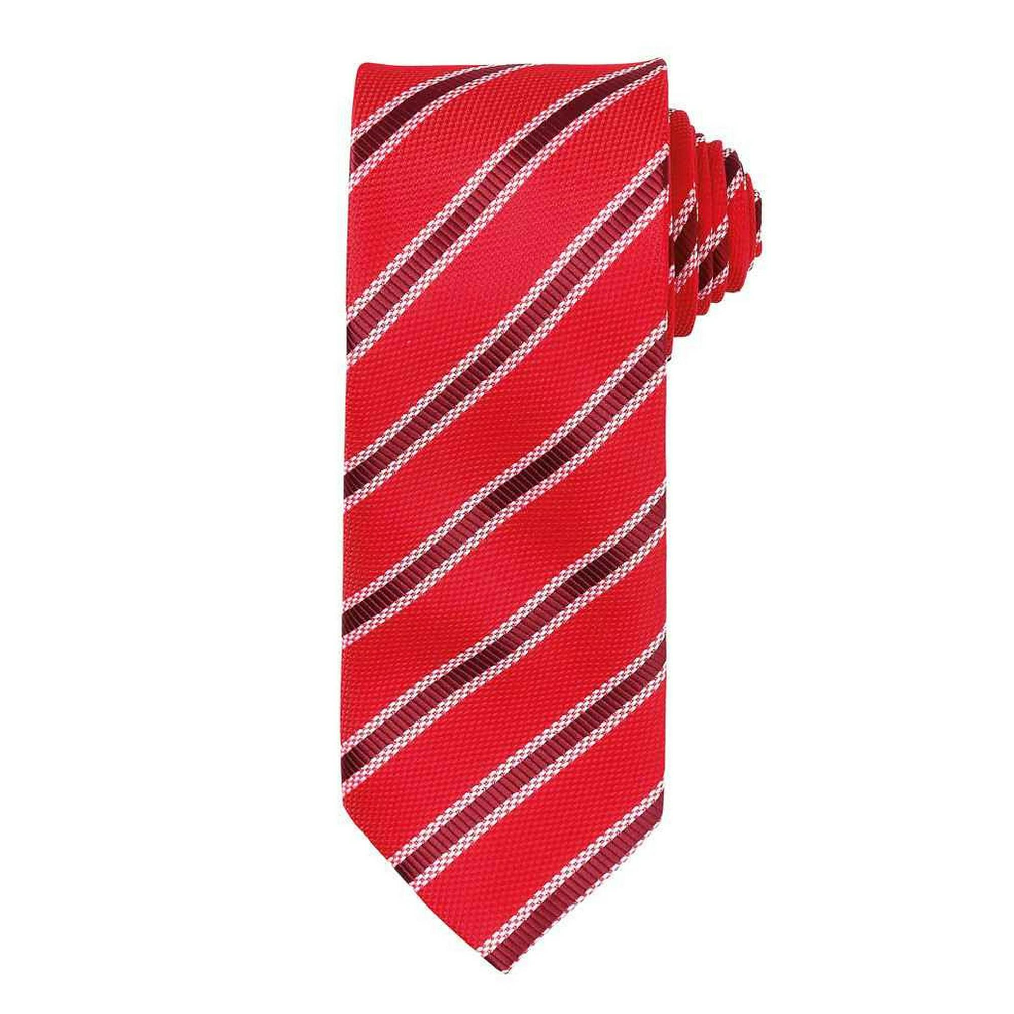 Premier Men's Red/Burgundy Stripe Waffle Tie - One Size