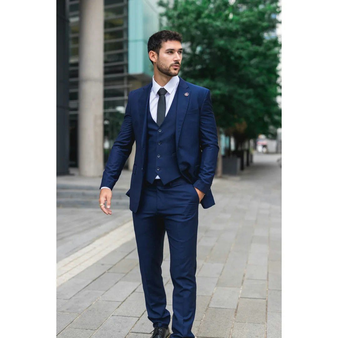 Truclothing Men's Im30 - Navy 3 Piece Stitch Lapel Formal Suit - 42" Jacket 36" Trousers