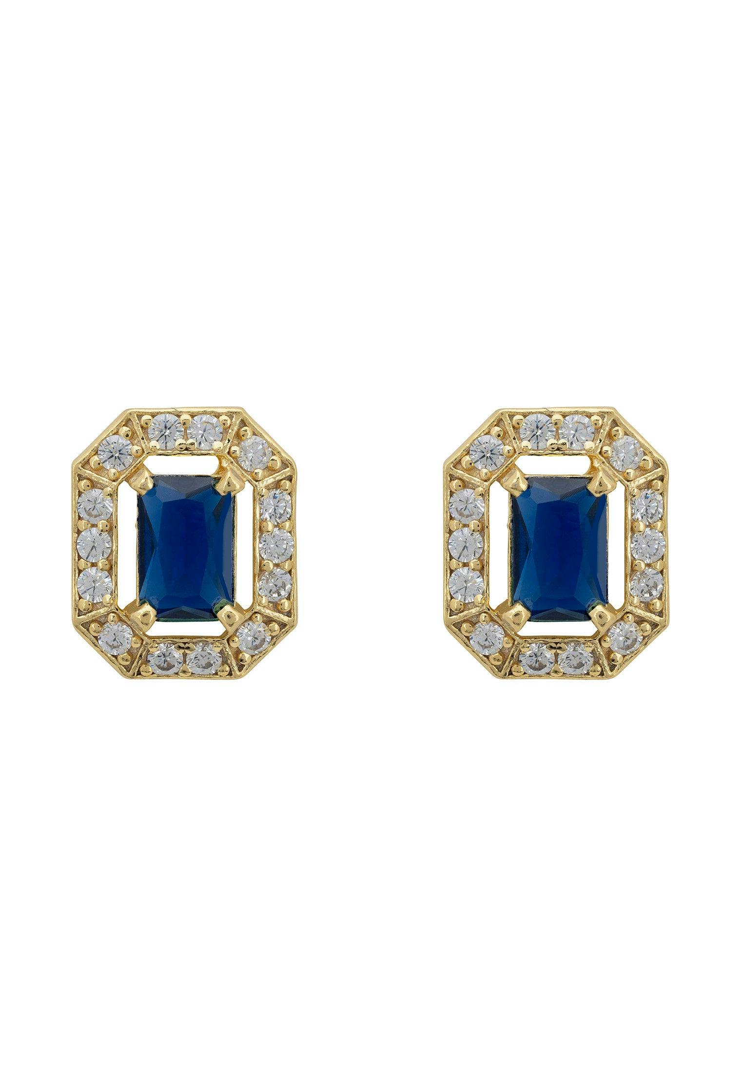 Latelita Gold Whistledown Gemstone Stud Earrings Sapphire