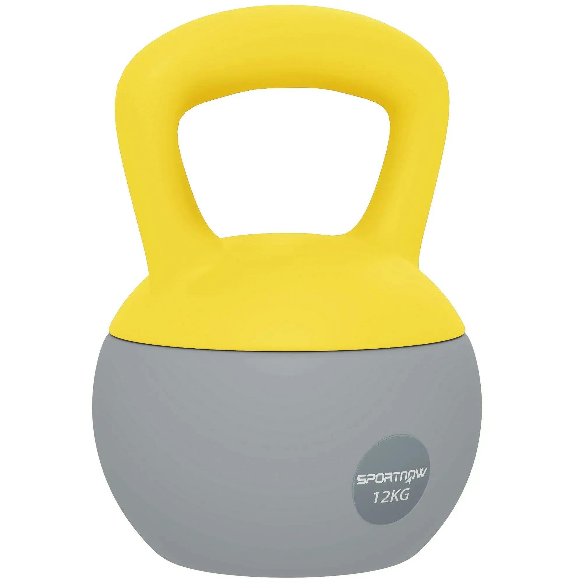 Sportnow Unisex Yellow Soft Kettlebell, With Non-Slip Handle, 12Kg, & Grey | Size: 12Kg - Image 3