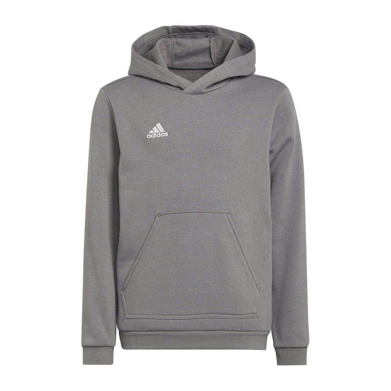 Adidas Grey Kids Entrada 22 Hoodie - 9-10 Years - 70% Cotton/30% Polyester