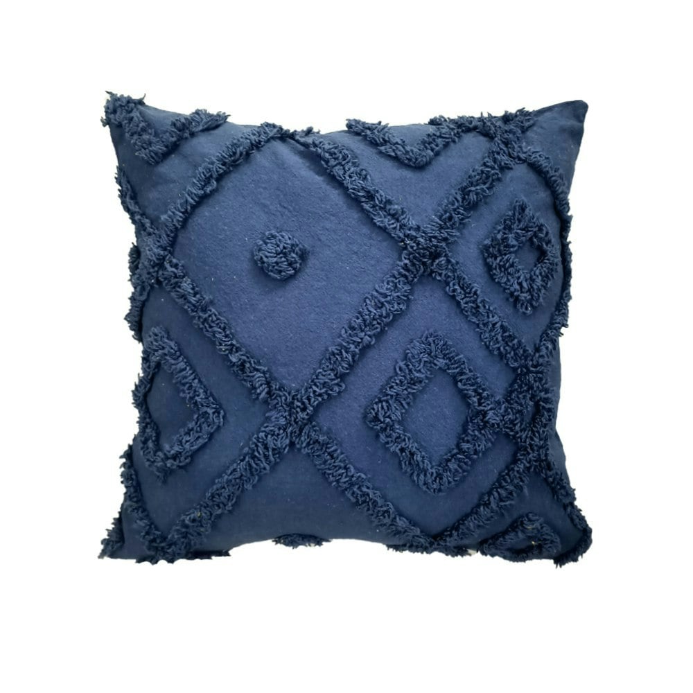 Velosso Blue Shabby Chic Tuft Cushion - 43Cm X 43Cm