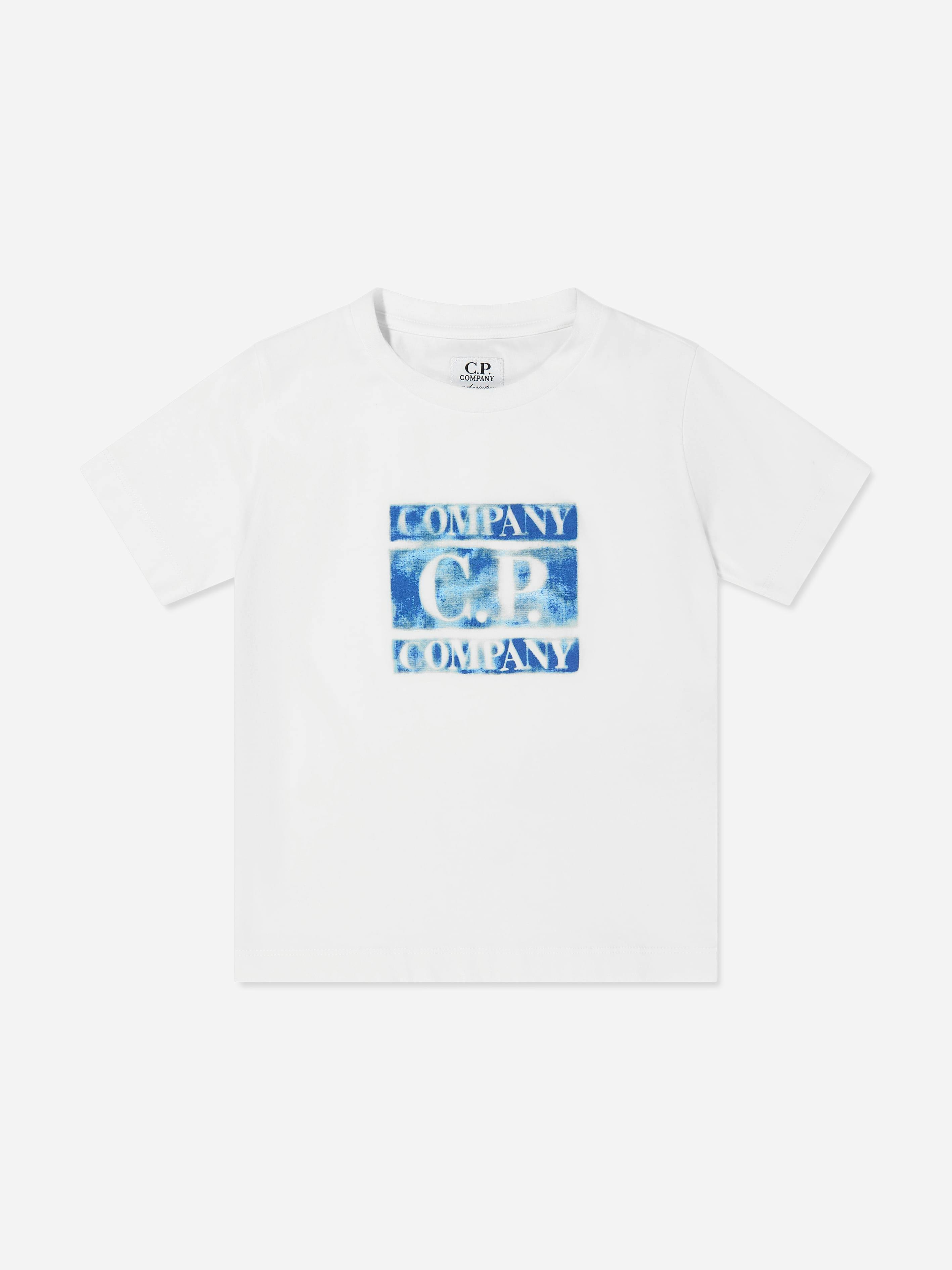 C.p. Company Boys Ivory Cotton Jersey Logo Print T-Shirt In - 10 Yrs