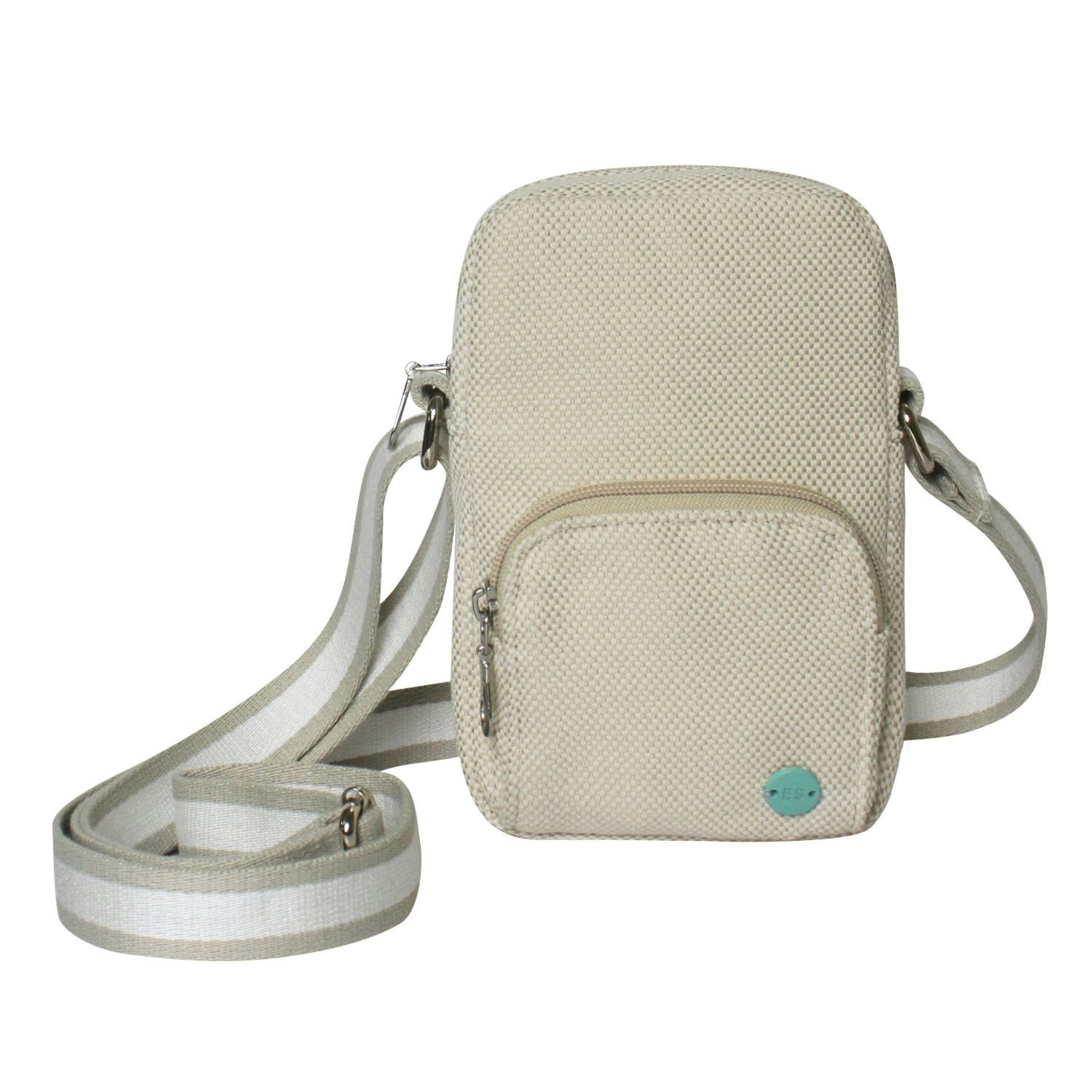 Earth Squared Cream Canvas Phone Pouch Crossbody Bag