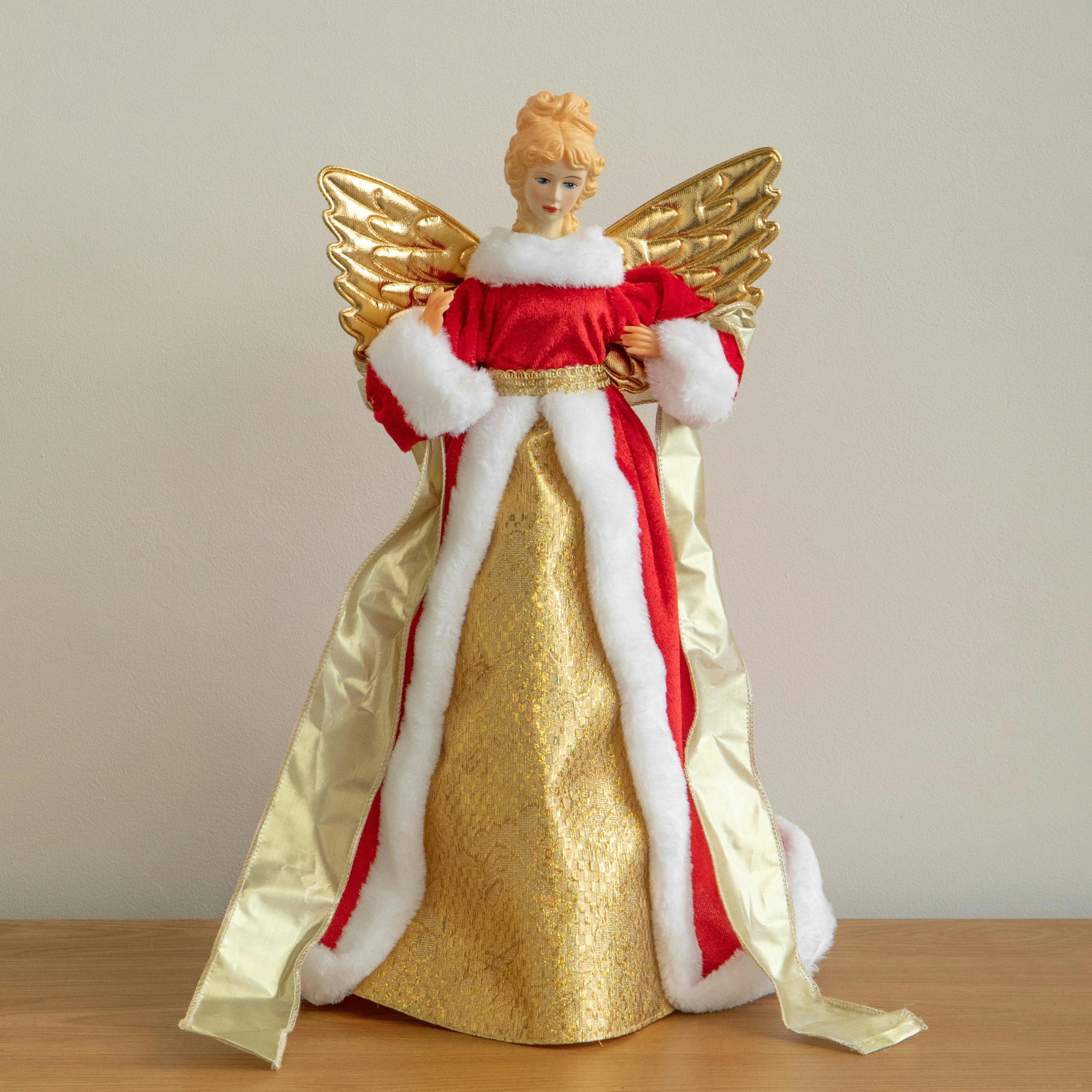 Samuel Alexander 45Cm Traditional Red Christmas Angel Tree Topper - Red / Gold - Image 3
