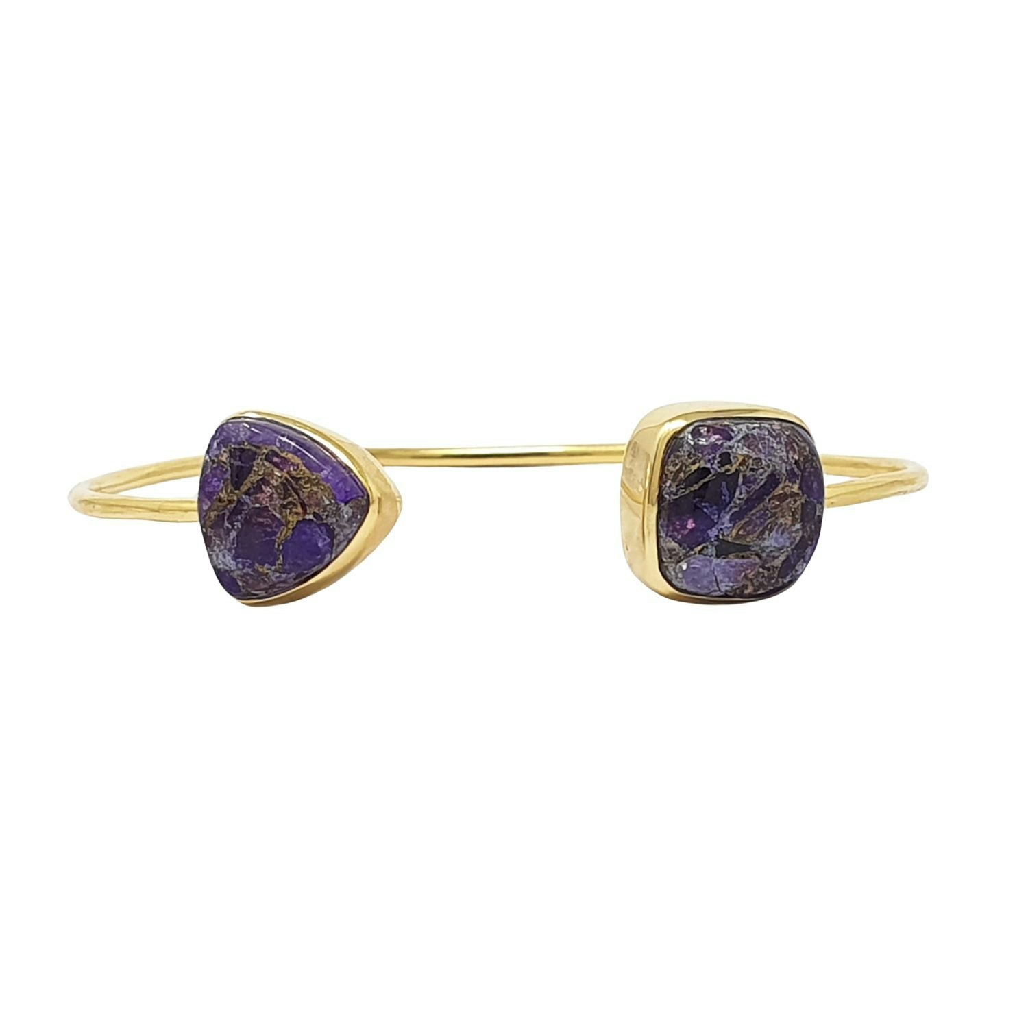 Harfi Gold Statement Vermeil Amethyst February Birthstone Bangle Bracelet