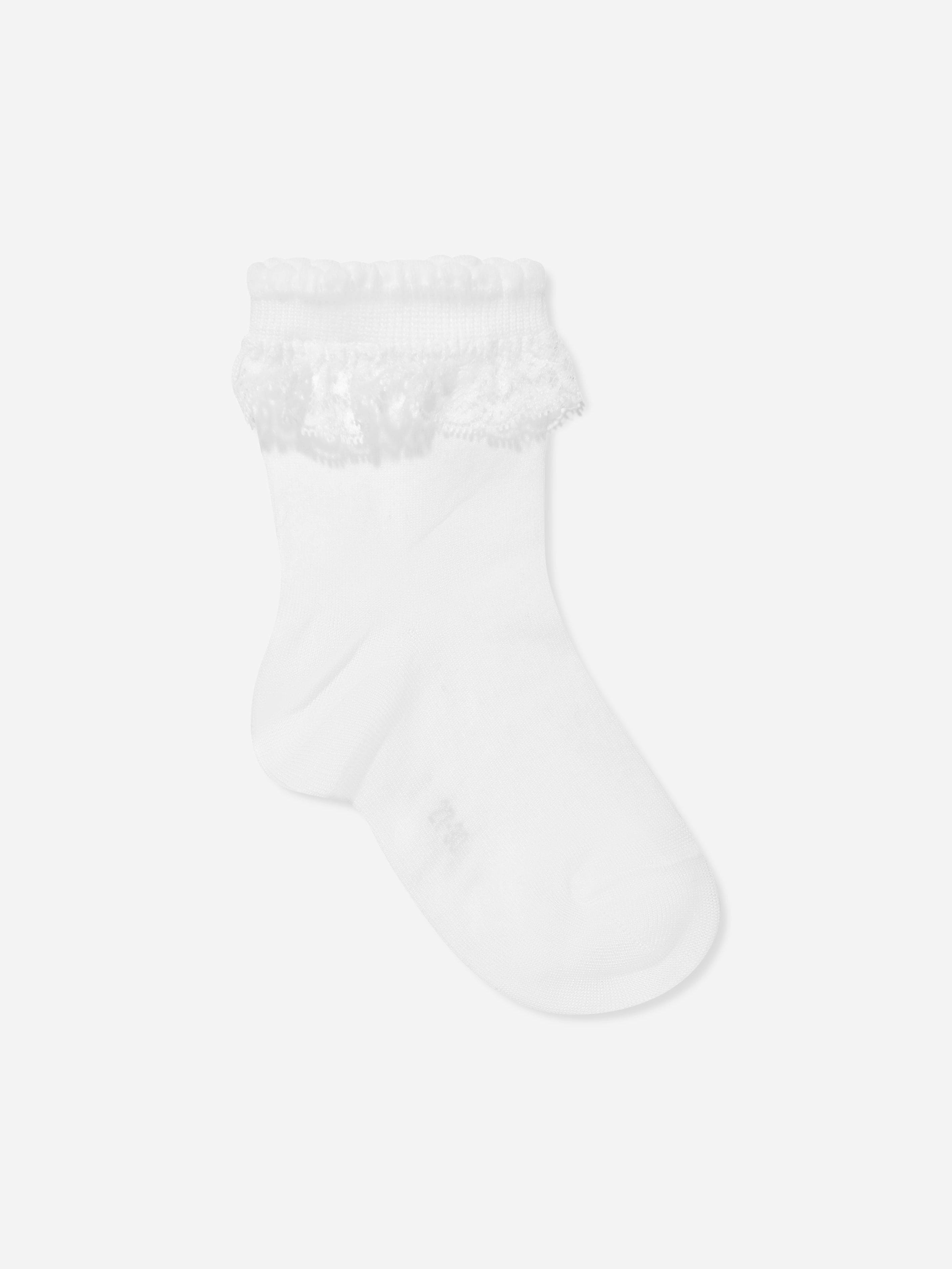 Falke Girls White Romantic Lace Socks In - Eu 19 - 22 Uk 3.5 - 5