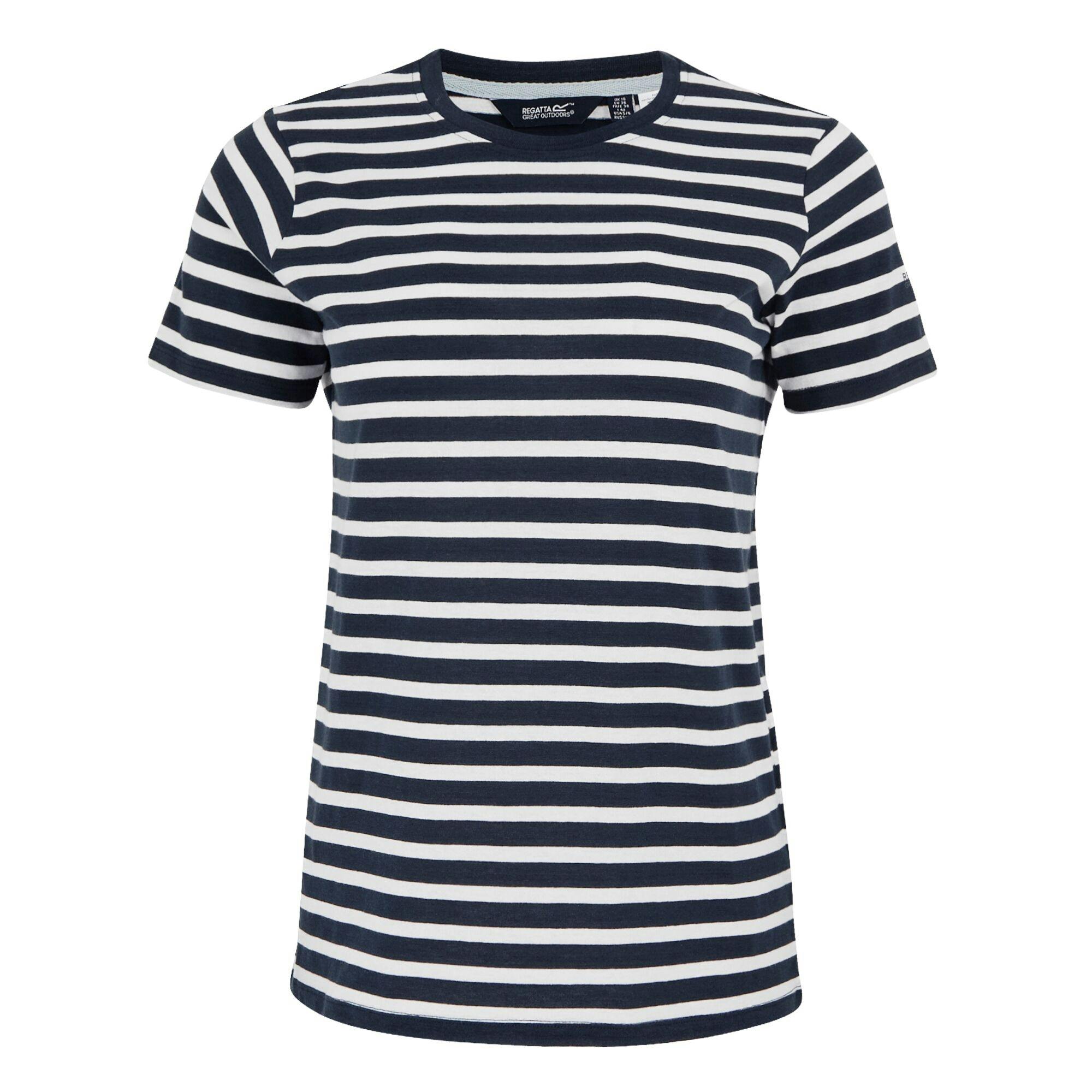 Regatta Women's White Bayletta Striped T-Shirt - Navy/ - Navy/ - 16 Uk - 60% Bci Cotton/40% Polyester