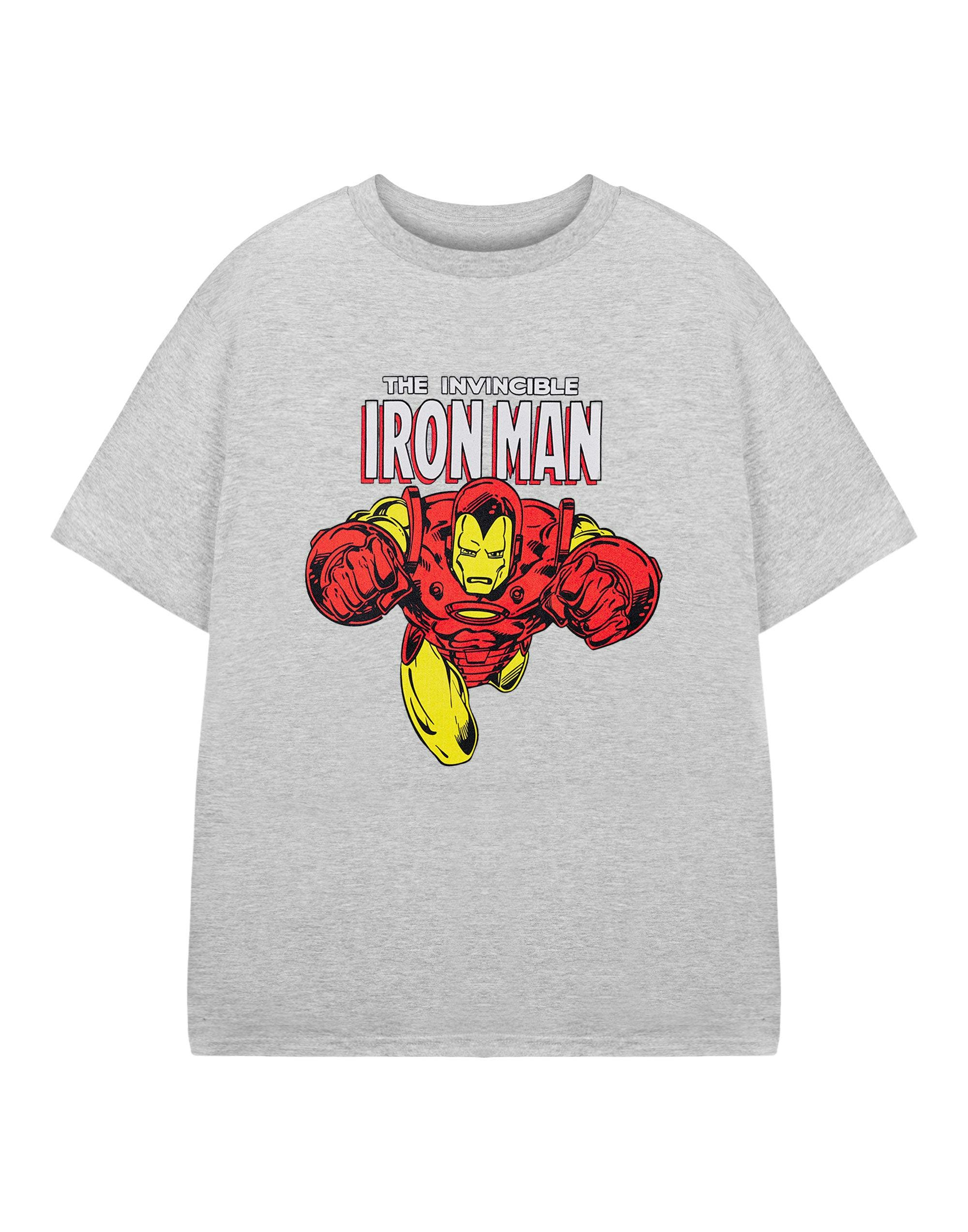 Vanilla Underground Boys Grey Marvel Iron Man Short Sleeved T-Shirt - 7-8 Years