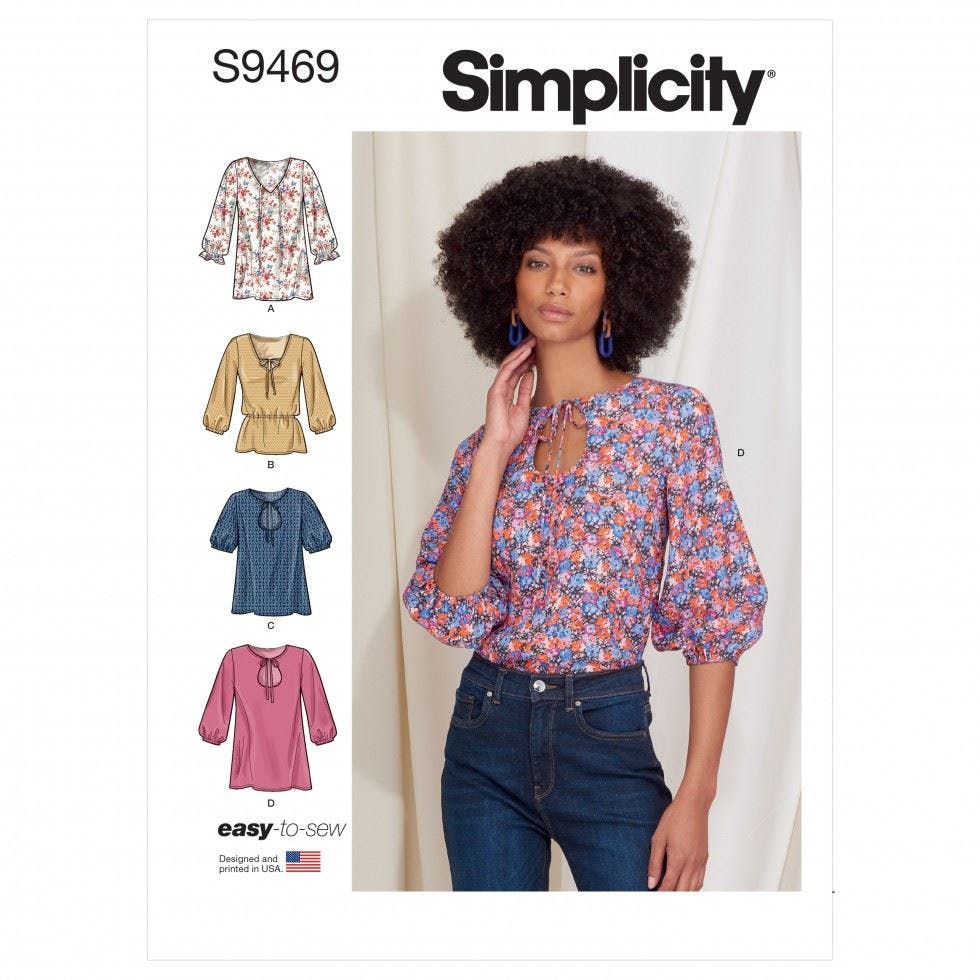 Simplicity Women's Sewing Pattern 9469, Tops For H5 (6-8-10-12-14) - Easy - H5 (6-8-10-12-14)