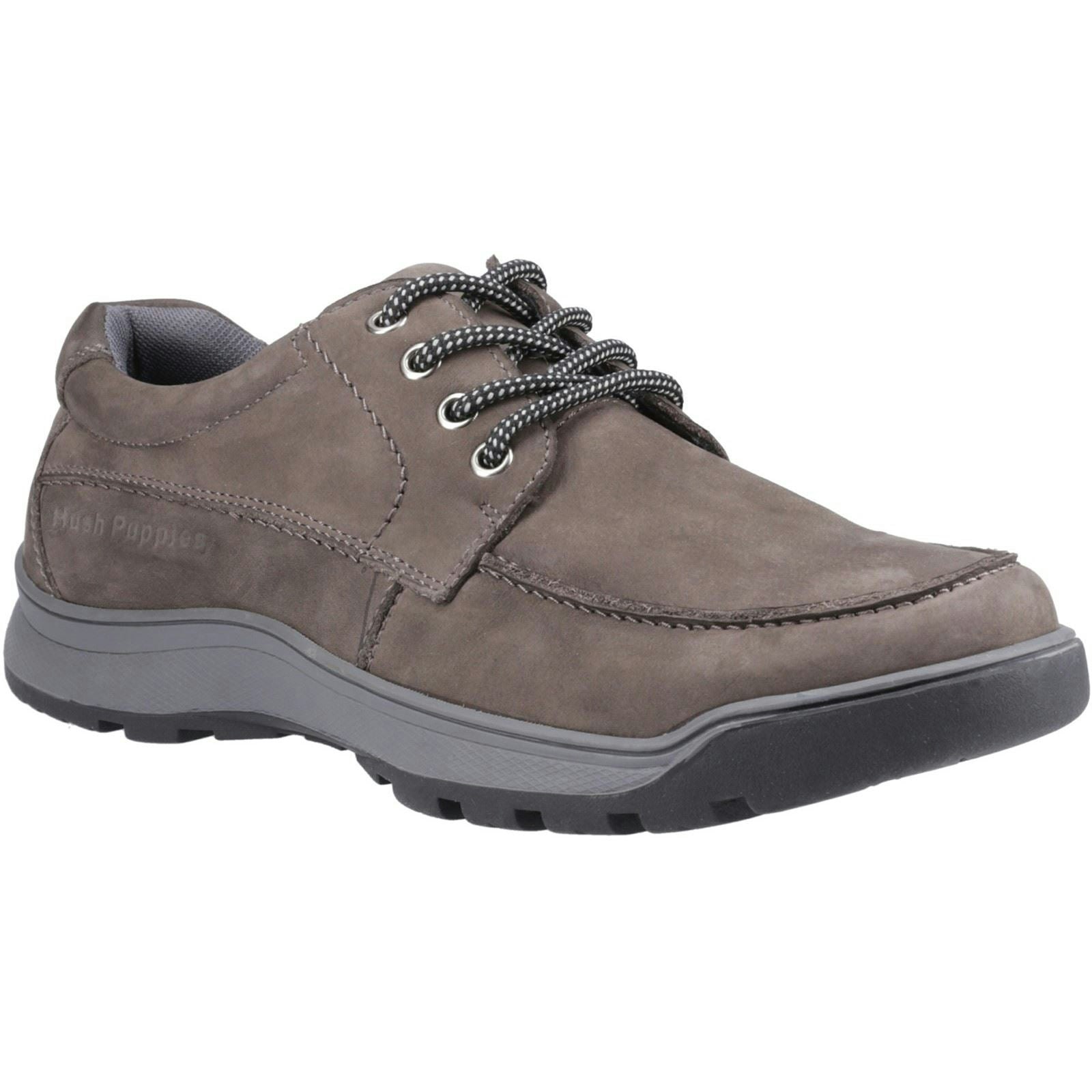 Hush Puppies Men's Grey Tucker Lace Leather Nubuck Lace-Up Shoes - Size 12