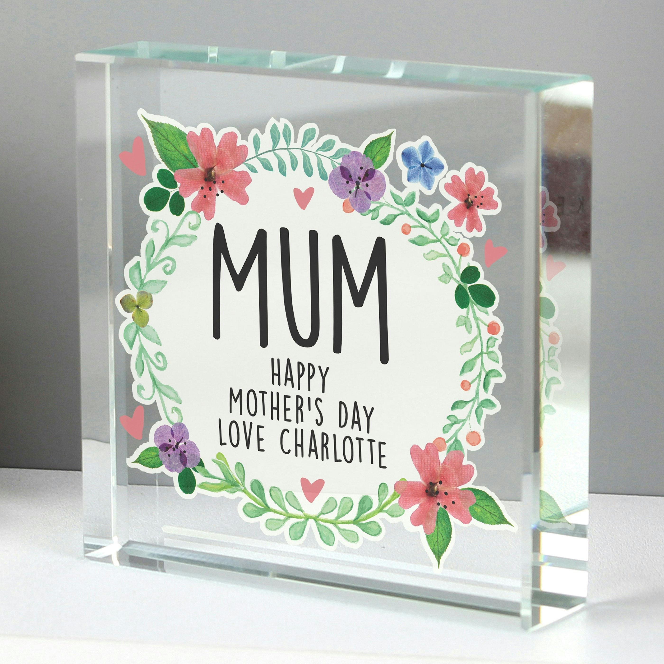 Personalised Memento Company Personalised Floral Crystal Token