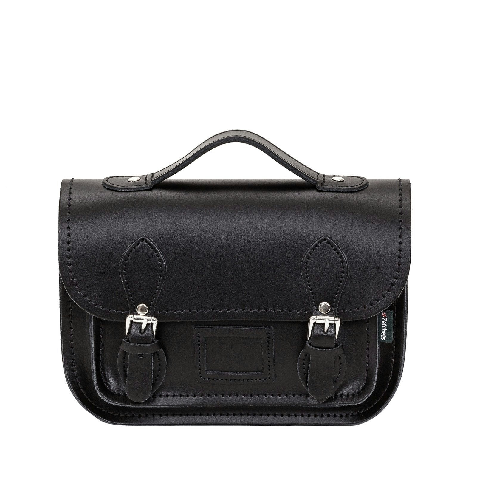 Zatchels Black Leather Midi Satchel
