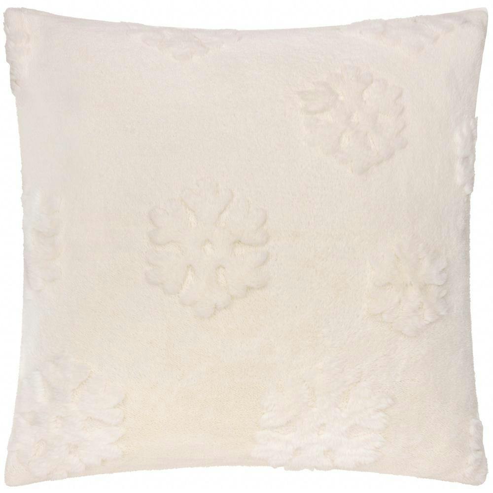 Rackhams White Faux Fur Snowflake Cushion Cover - Snow - 50Cm X 50Cm - Snow - 100% Polyester