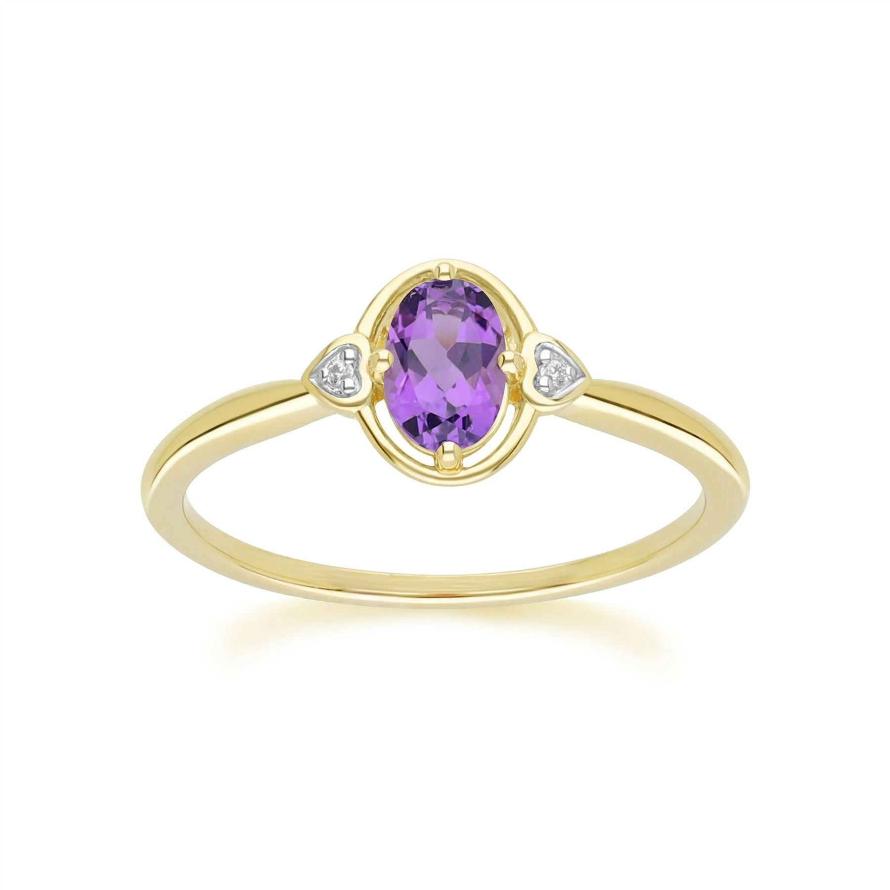 Gemondo Yellow/Gold Classic Oval Amethyst & Diamond Heart Ring In 9Ct - N