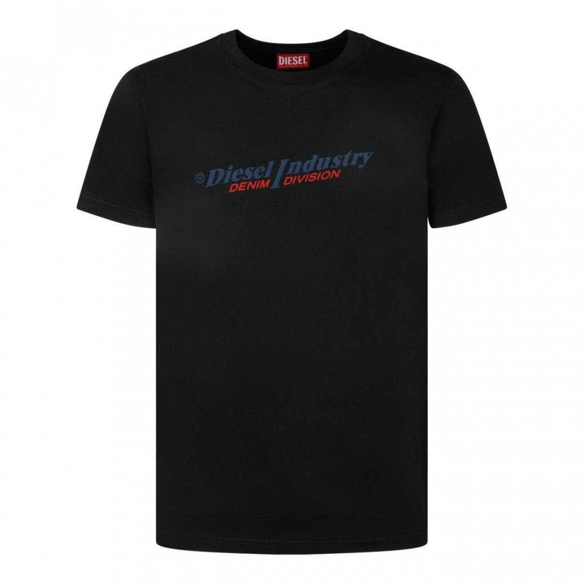 Diesel Unisex Black Adult Industry Denim Division Logo T-Shirt - Xxl - 100% Cotton