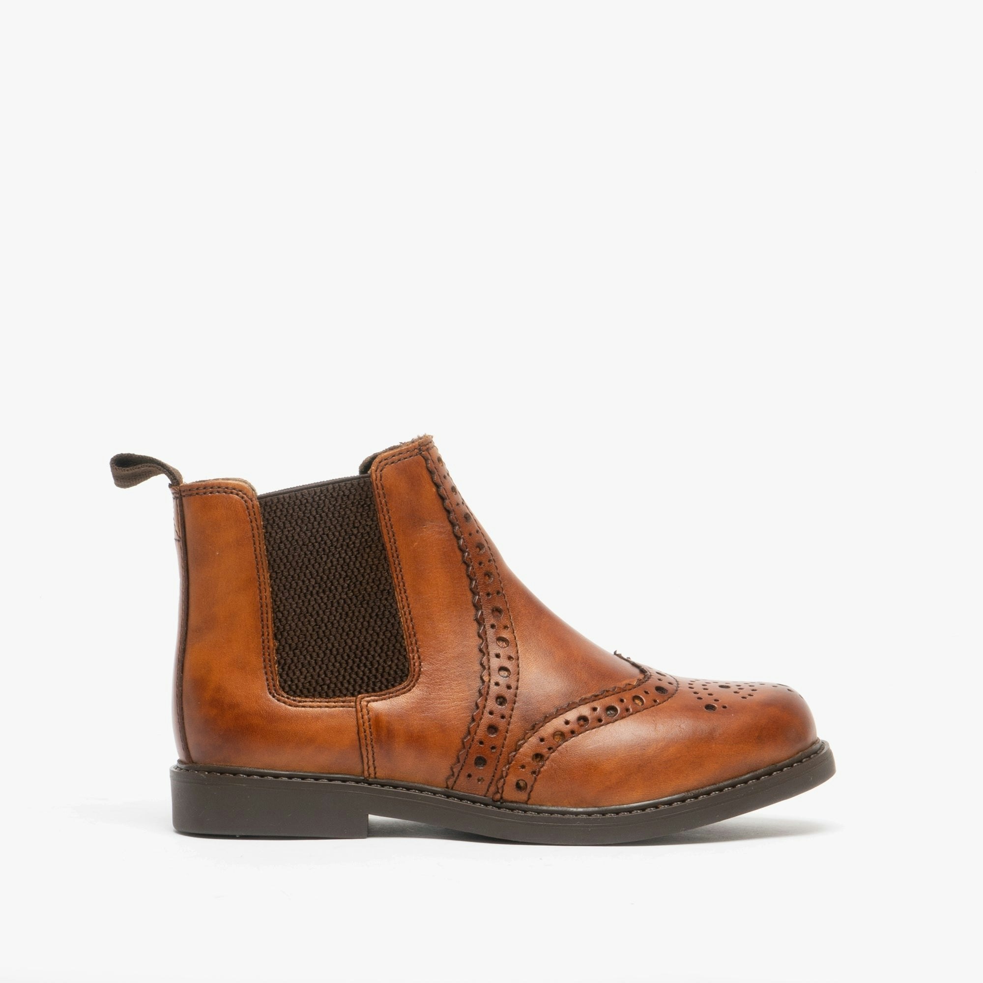 Roamers Boys Johnny Leather Brogue Chelsea Boots Tan - Uk 11