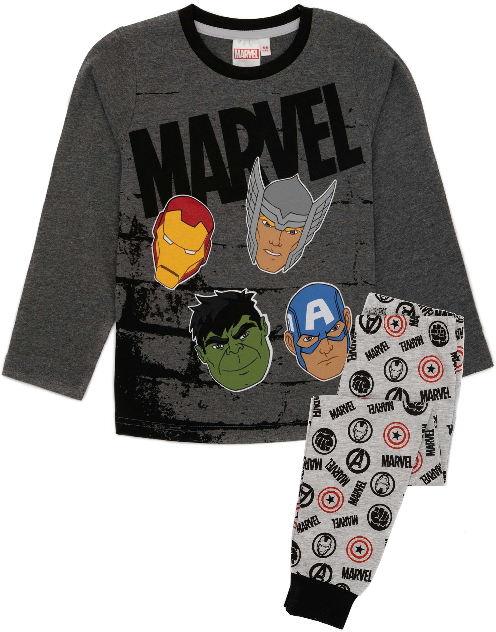 Vanilla Underground Boys Grey Marvel Avengers Long Sleeve Long Leg Pyjama Set - 7-8 Years