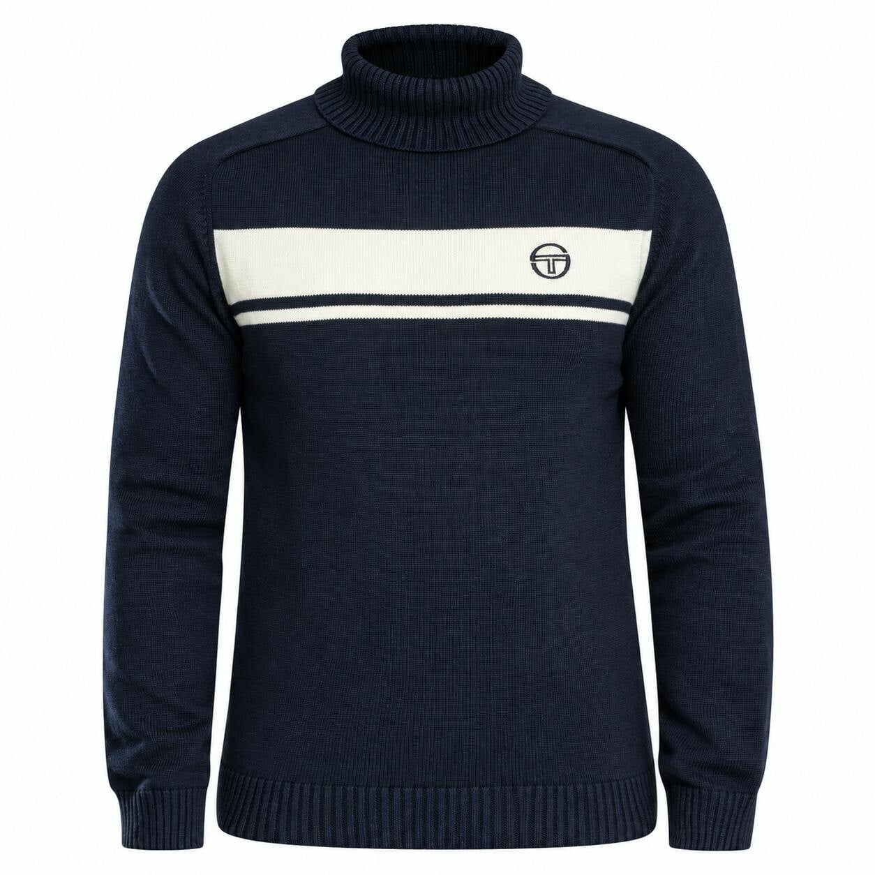 Sergio Tacchini Blue Damarindo Knitted Turtle Neck Jumper Gardenia/Maritime - Xl