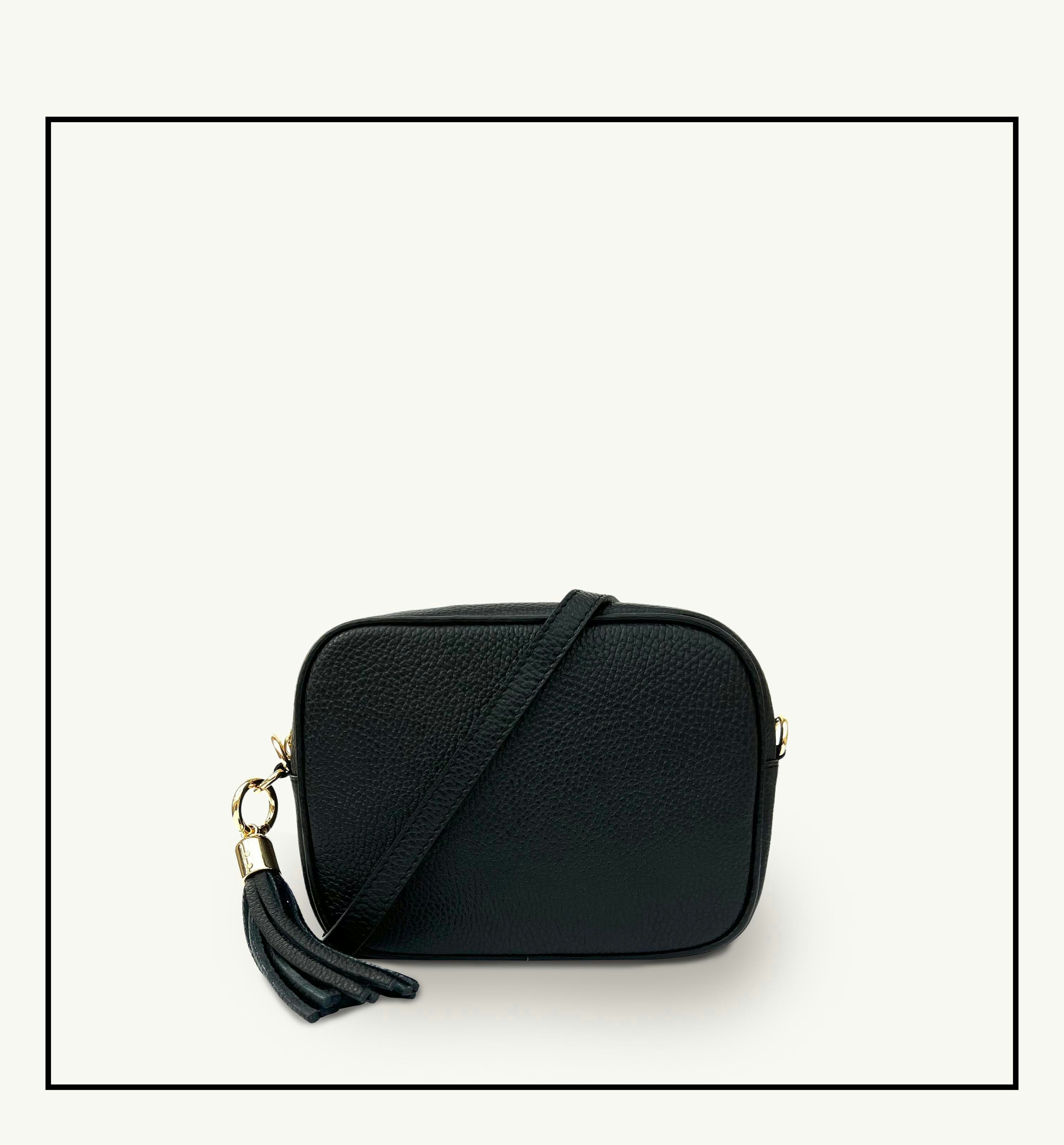 Apatchy London Black The Tassel Leather Crossbody Bag