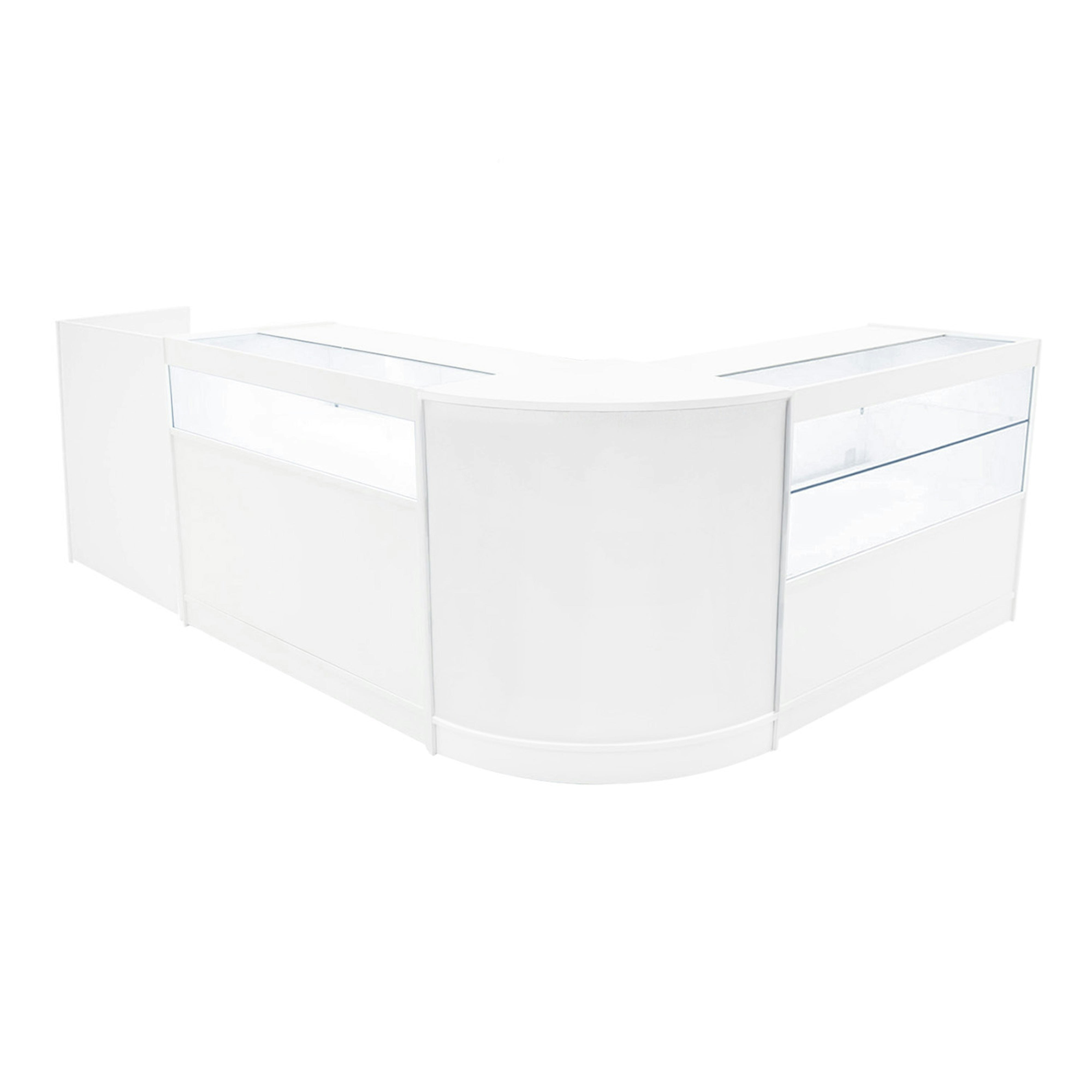Rackhams White Gravity Led Shop Counter Set B1200, C1200, Tb60 & & Cm60