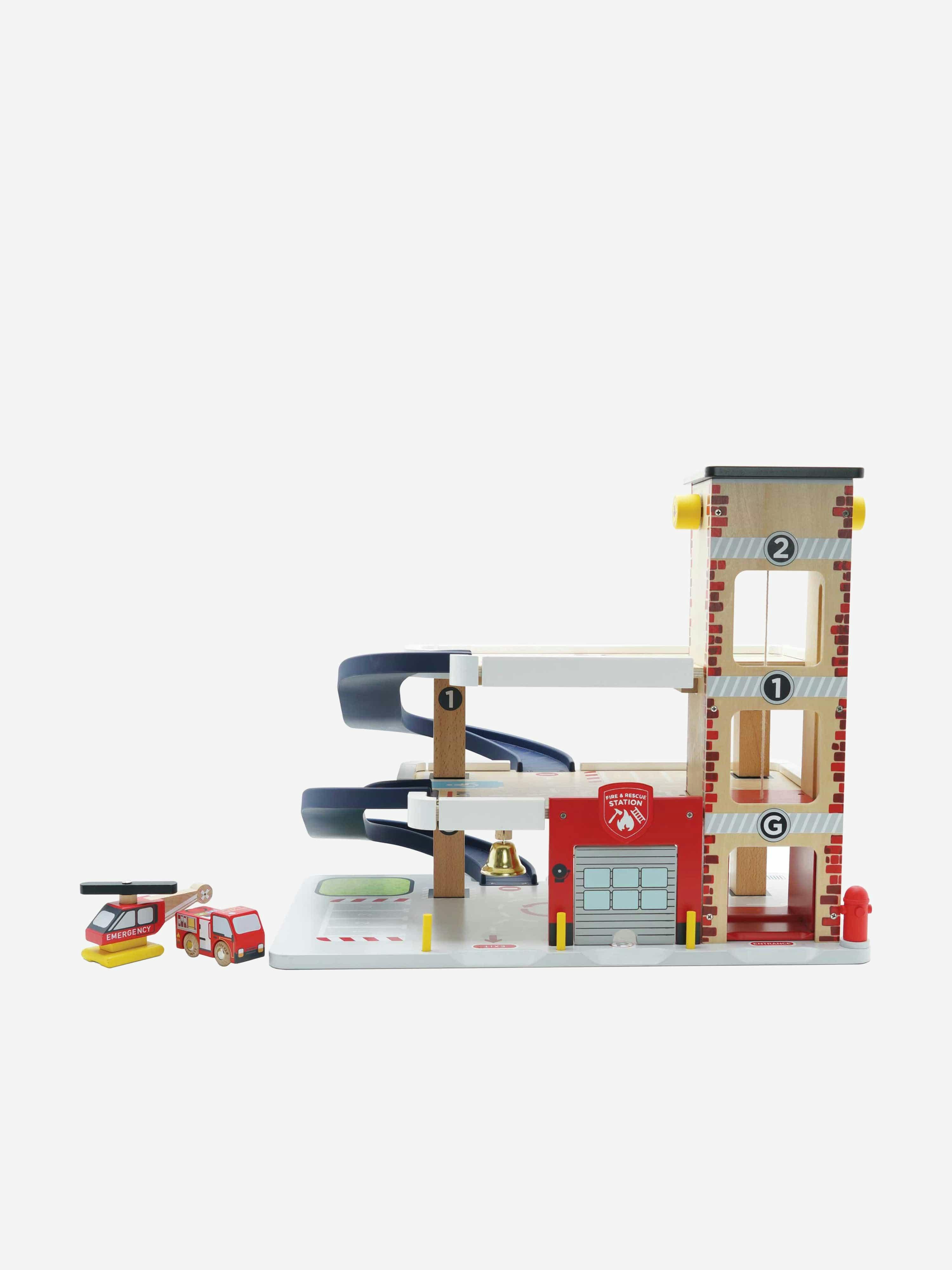 Le Toy Van Wooden Fire & Rescue Garage with Fire Engine, Age 3+ | wooden vehicle play, fire and rescue theme, role play toy - Image 3