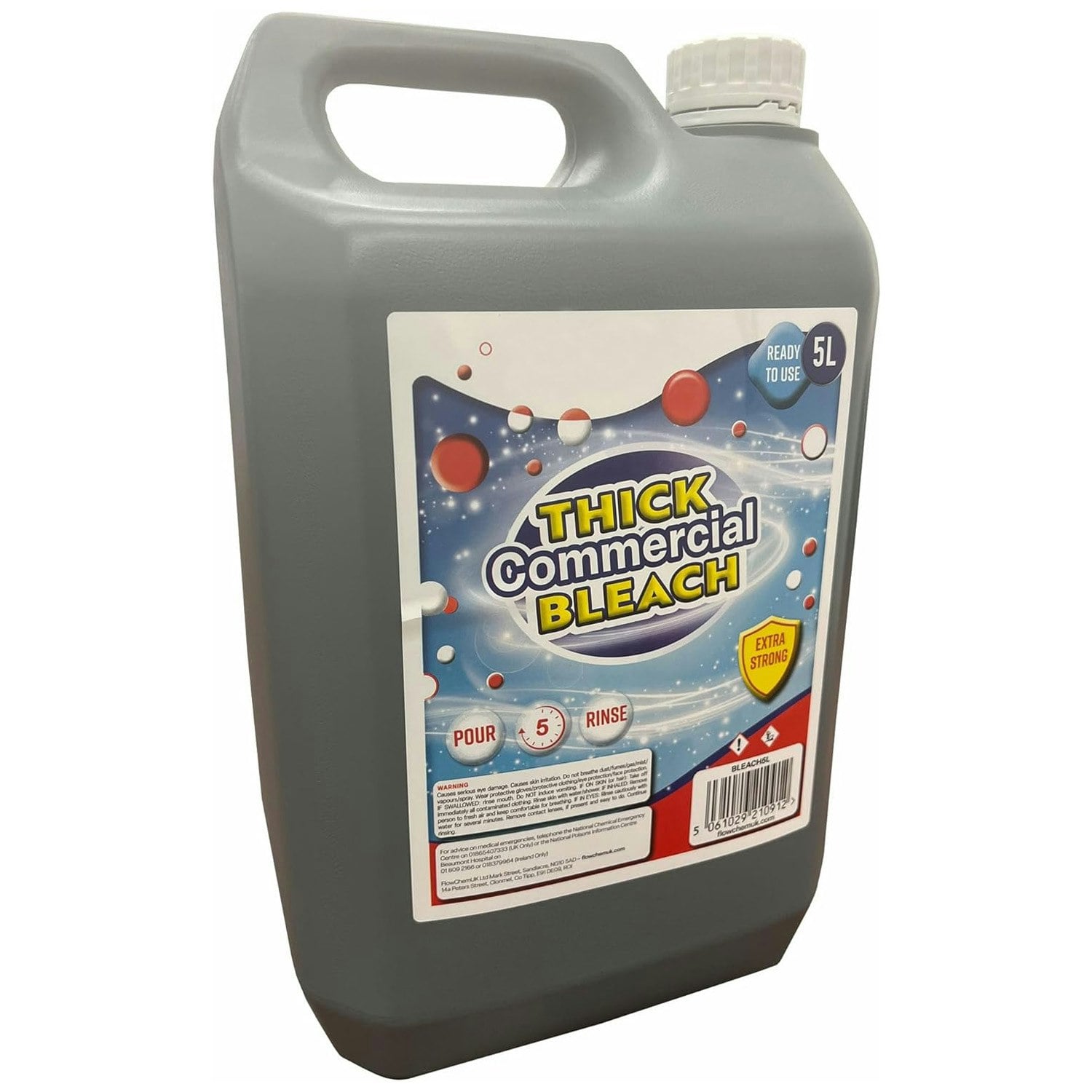 Rackhams 5L Extra Strong Thick Commercial Bleach For Sanitisation & Disinfection Of Toilets, Sinks & Drains - 2 X