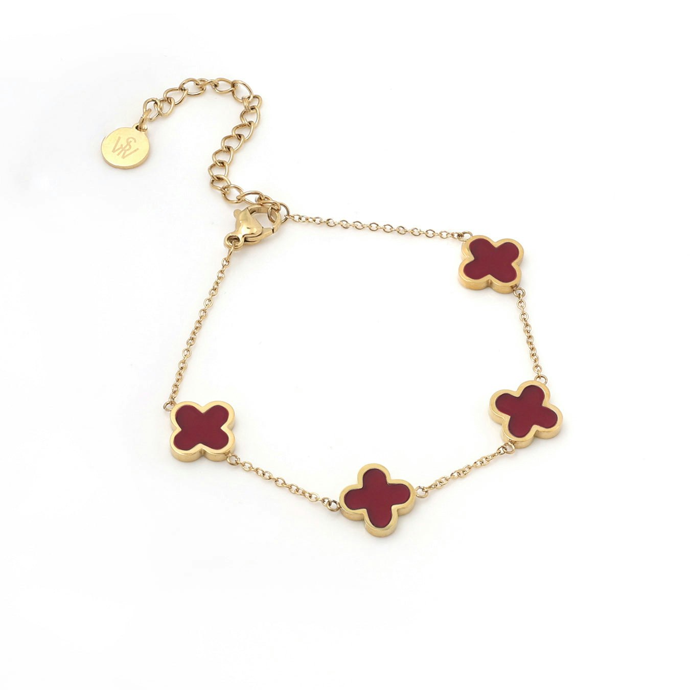 Say It With Yellow/Gold Plum Crystal Clover Bracelet - Plated