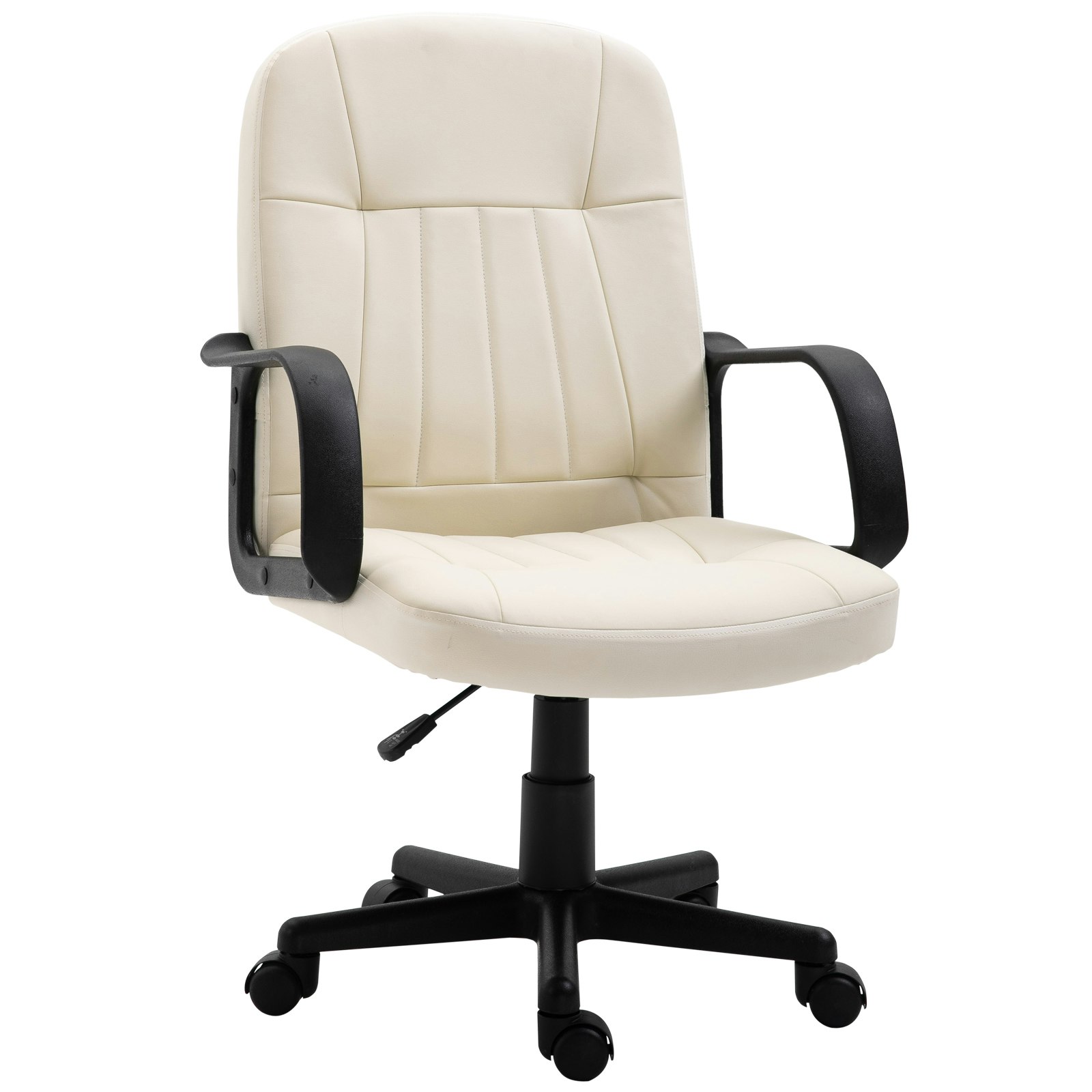 Rackhams Dark/Brown/Cream Pu Leather Office Chair Swivel Home Computer Desk Chair, Large