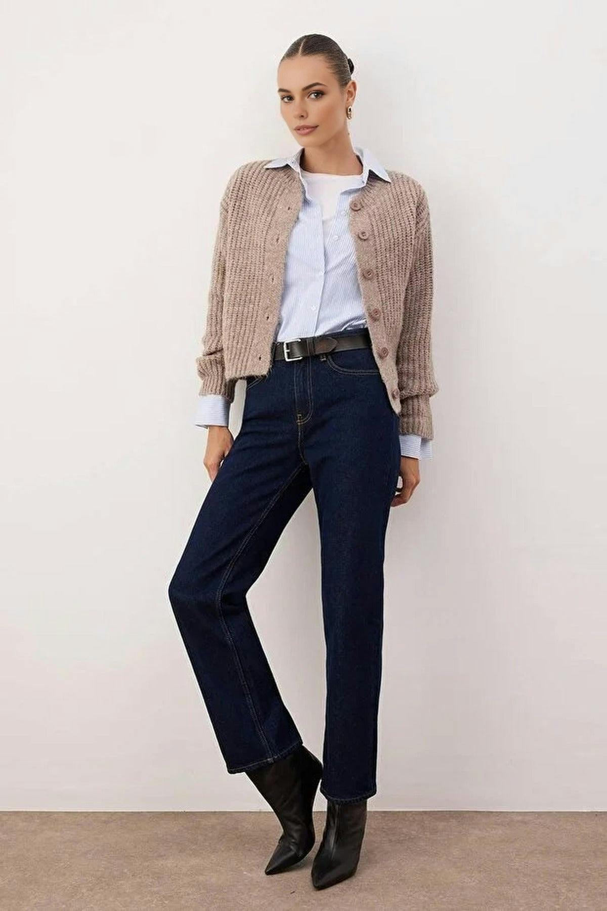 Wovcor Soft-Textured Basic Knit Cardigan - Taupe - L